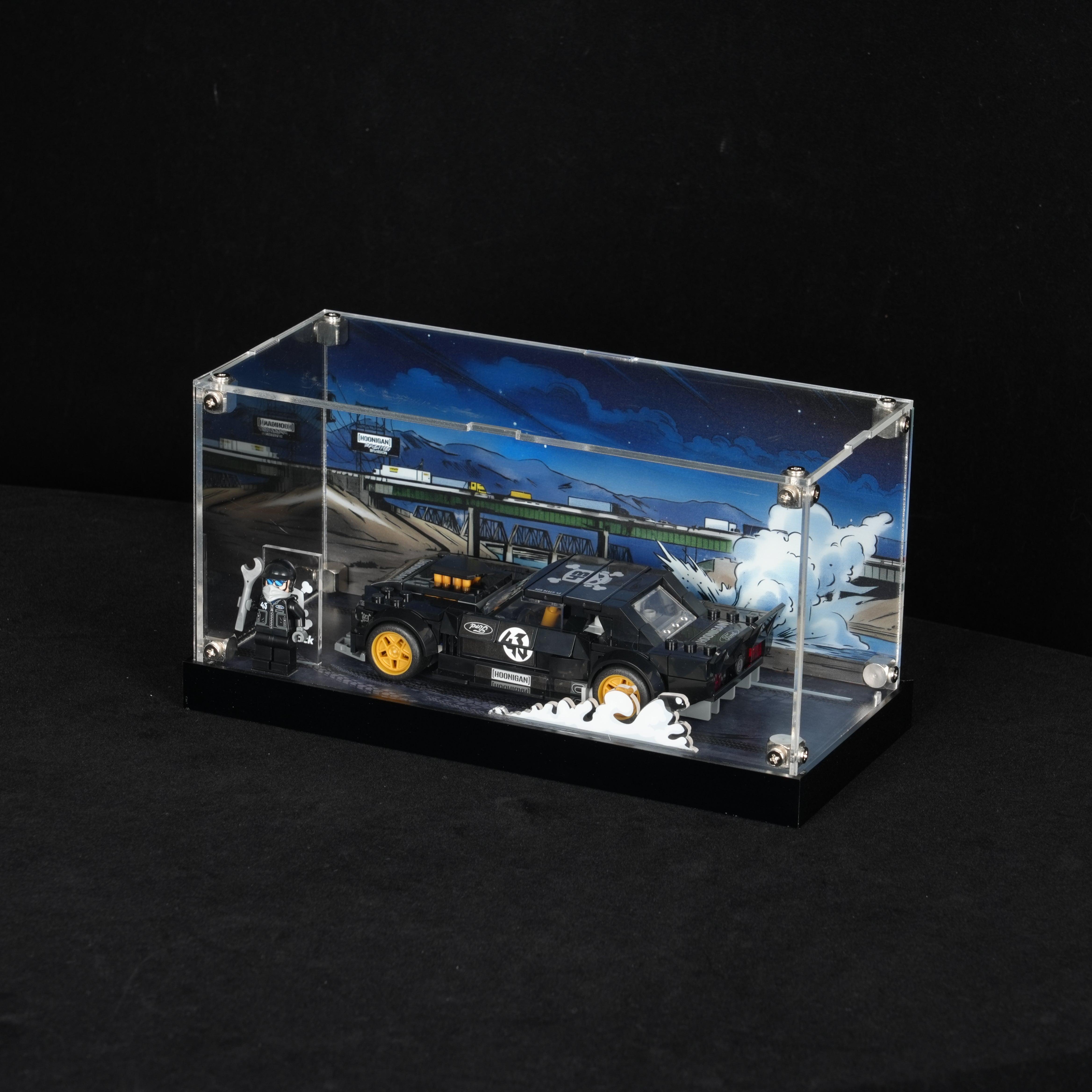 LED Light Acrylic Display Case for LEGO® Speed Champions 77262 Ken Block's '65 Ford Mustang Hoonicorn V1 (LEGO® Set NOT Include)