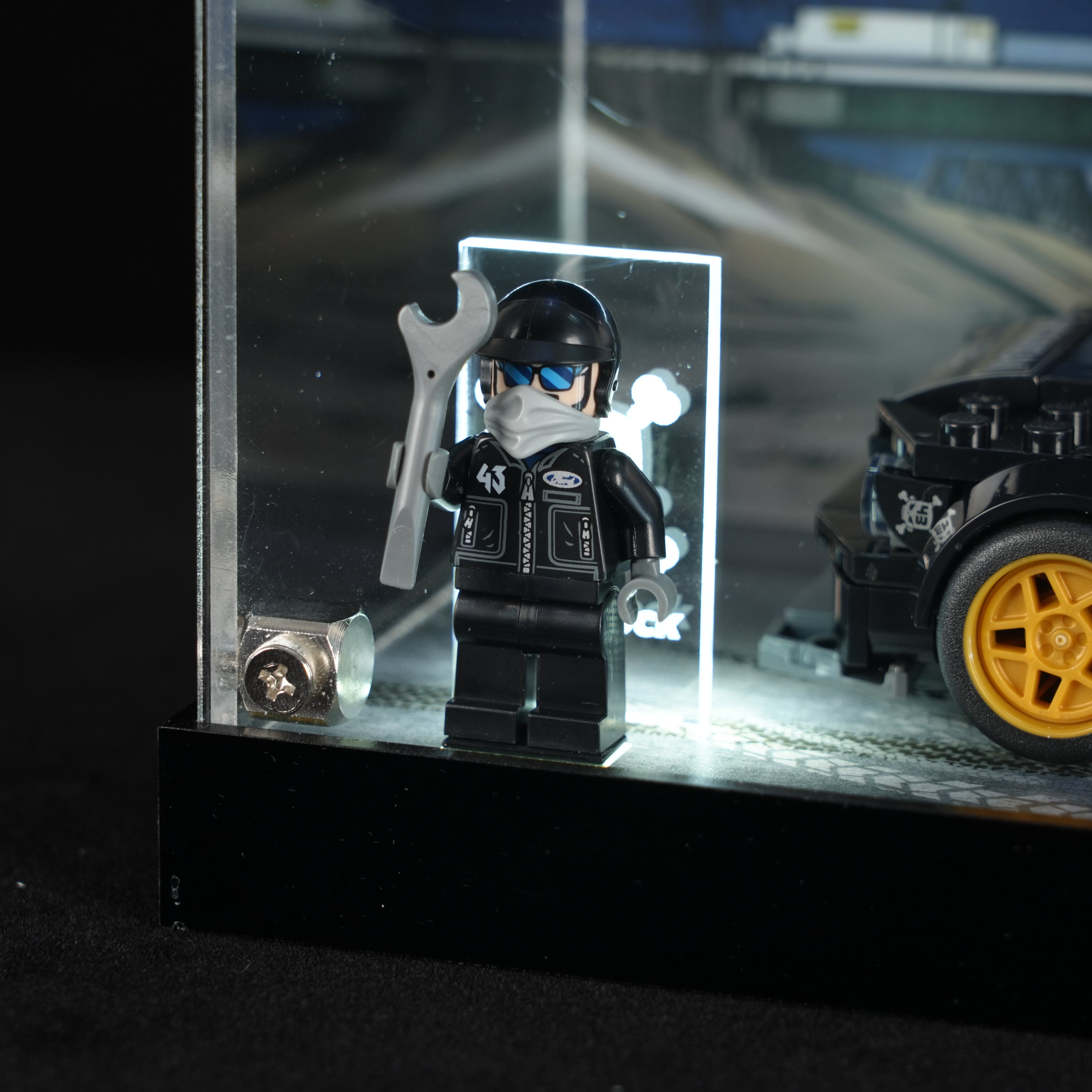 LED Light Acrylic Display Case for LEGO® Speed Champions 77262 Ken Block's '65 Ford Mustang Hoonicorn V1 (LEGO® Set NOT Include)