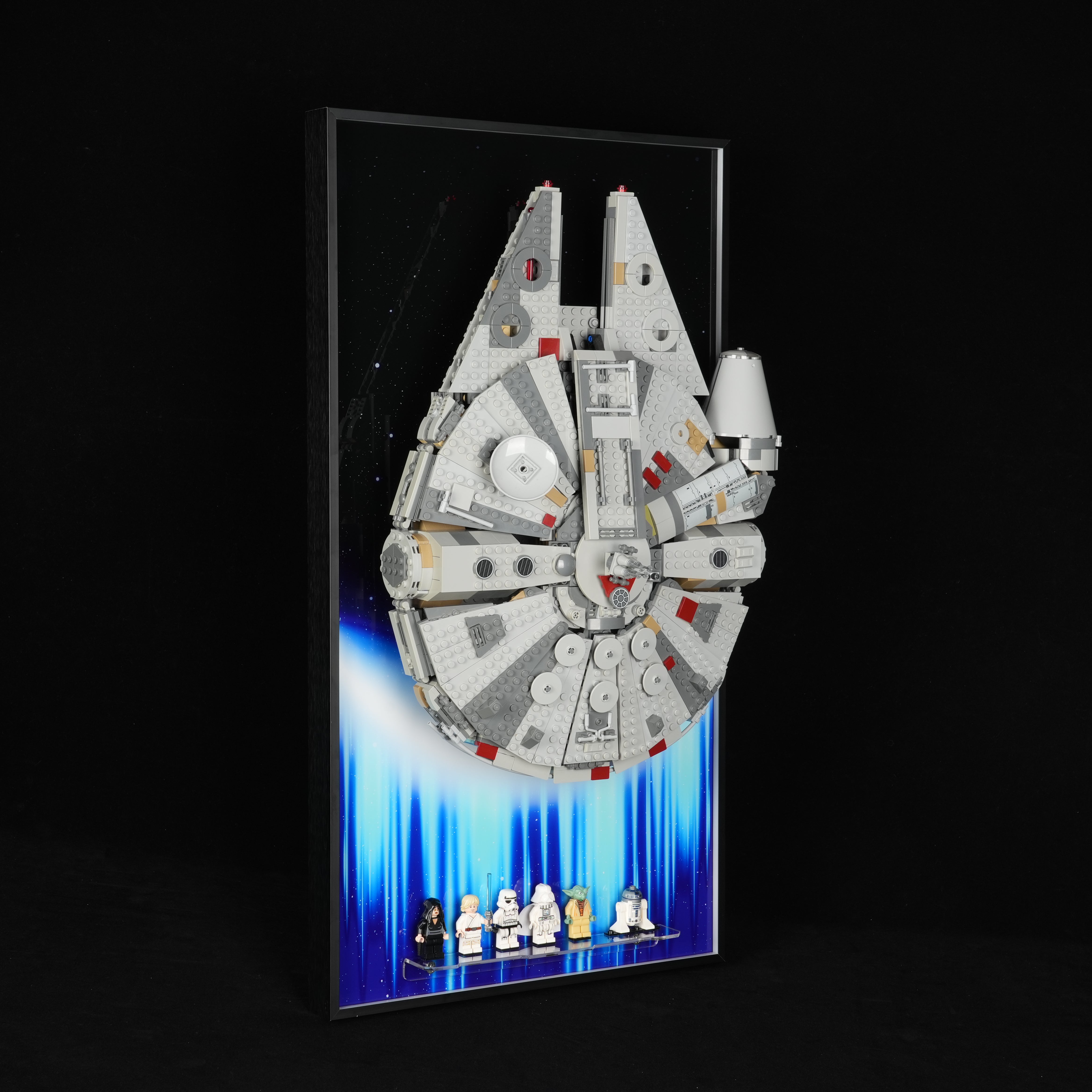 Support mural pour présentoir LEGO® 75257/75389 Star Wars Faucon Millenium/Faucon Noir (1353 pièces) (Ensemble LEGO non inclus)