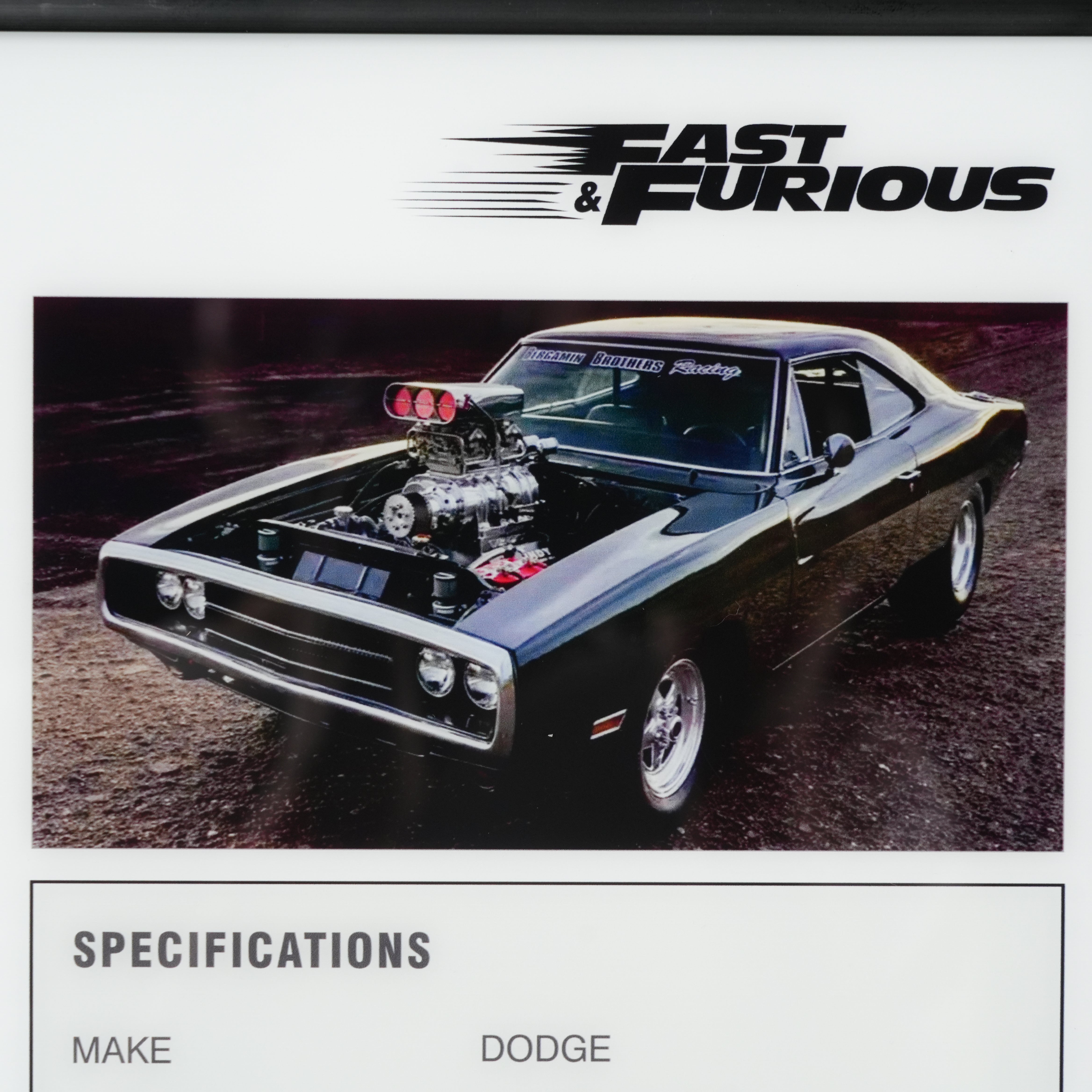 Acrylic Display Wall Mount for LEGO® Technic™ 42231 Fast and Furious Dodge Charger R/T Car (LEGO® Set NOT Include)
