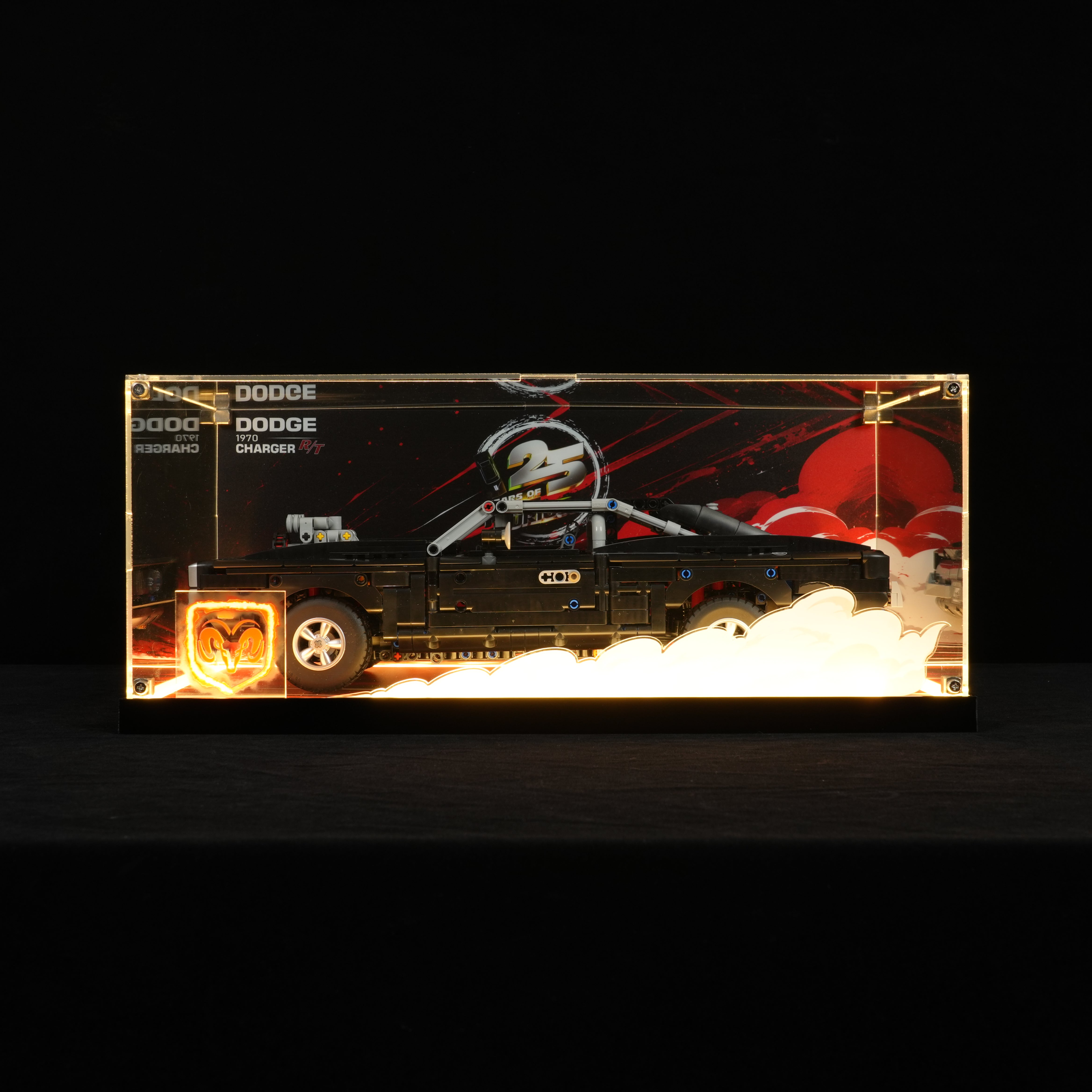 LED Light Acrylic Display Case for LEGO® Technic™ 42231 Fast and Furious Dodge Charger R/T Car (LEGO® Set NOT Include)