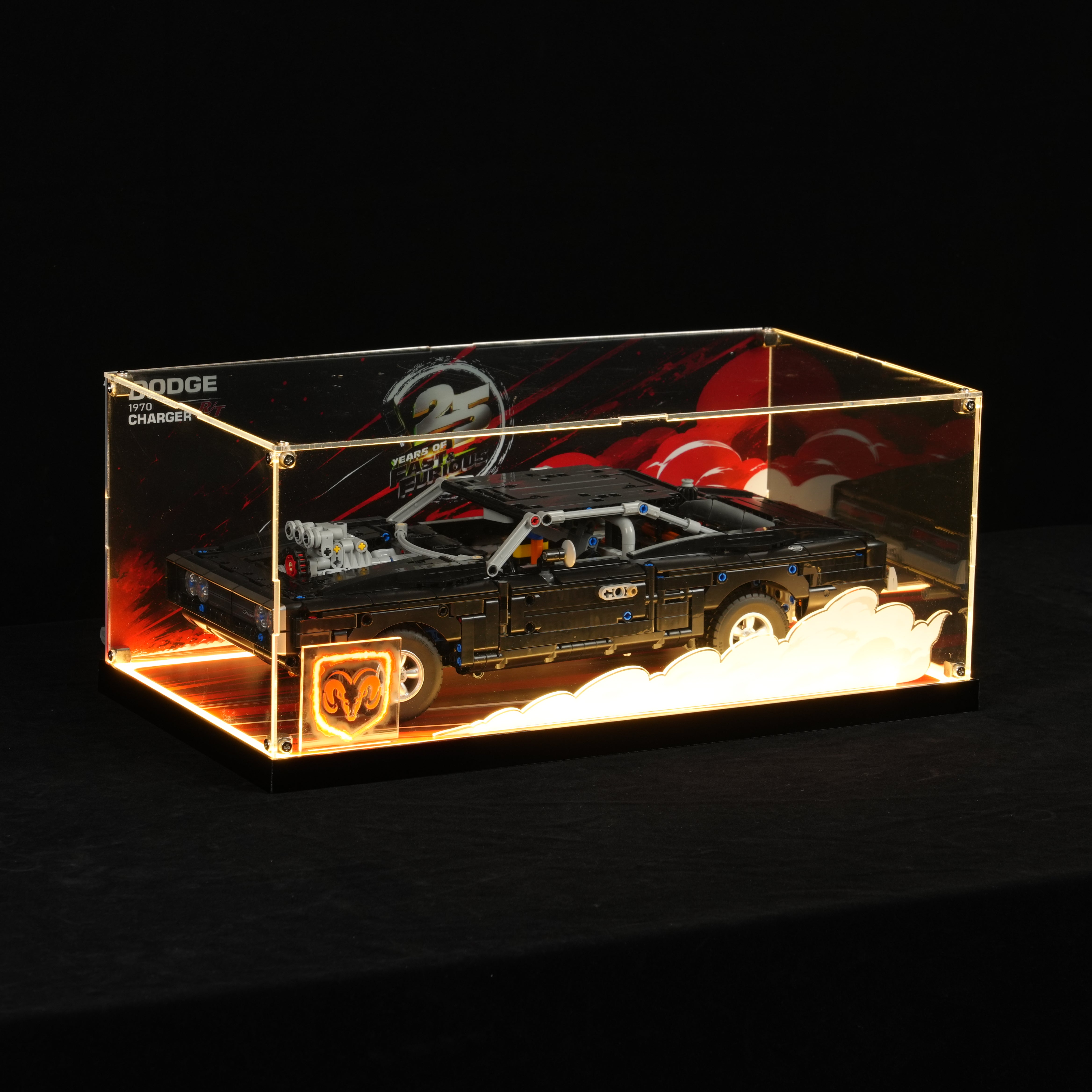 LED Light Acrylic Display Case for LEGO® Technic™ 42231 Fast and Furious Dodge Charger R/T Car (LEGO® Set NOT Include)