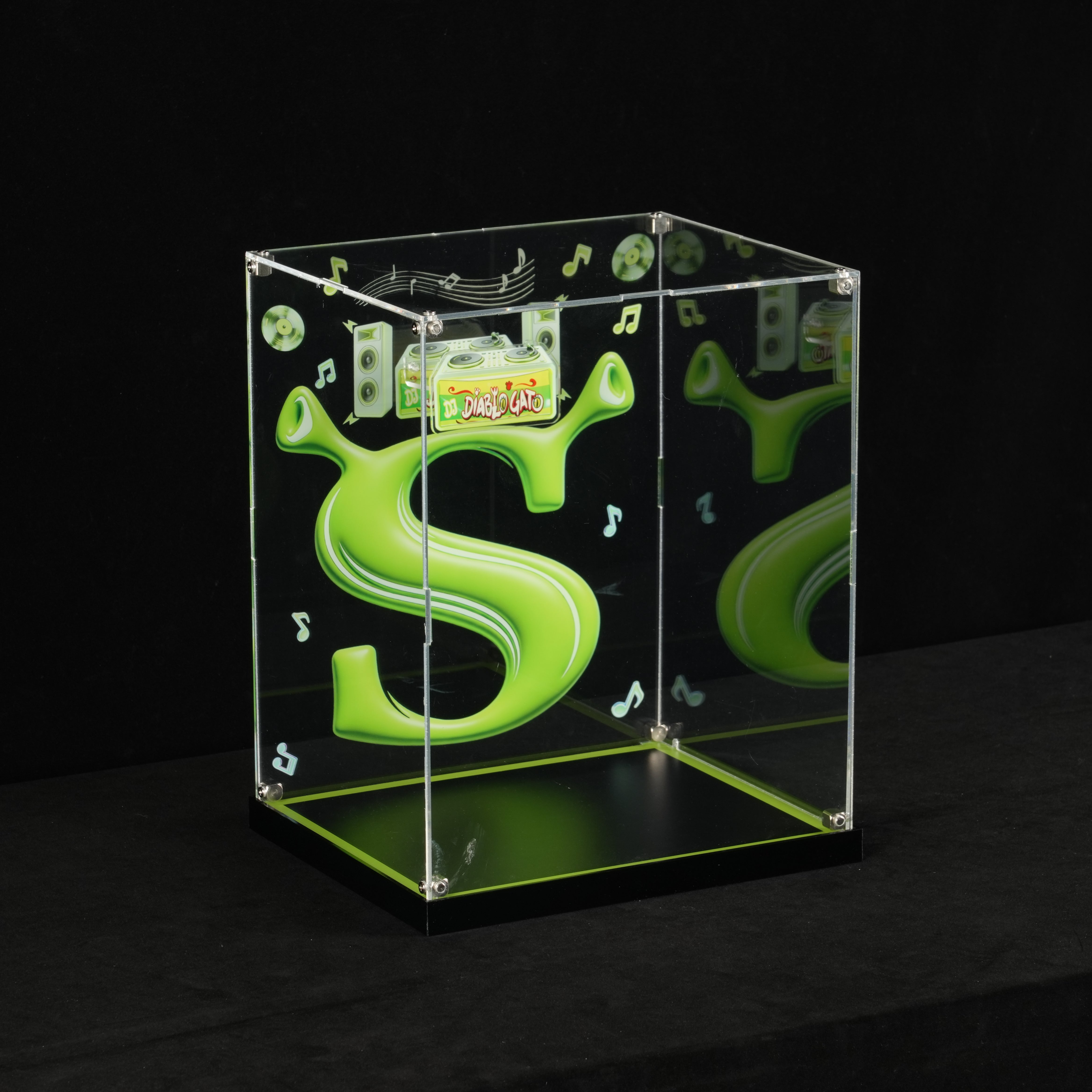 LED Light Acrylic Display Case for LEGO® 72423 Shrek, Donkey & Puss in Boots (LEGO® Set Not Included).