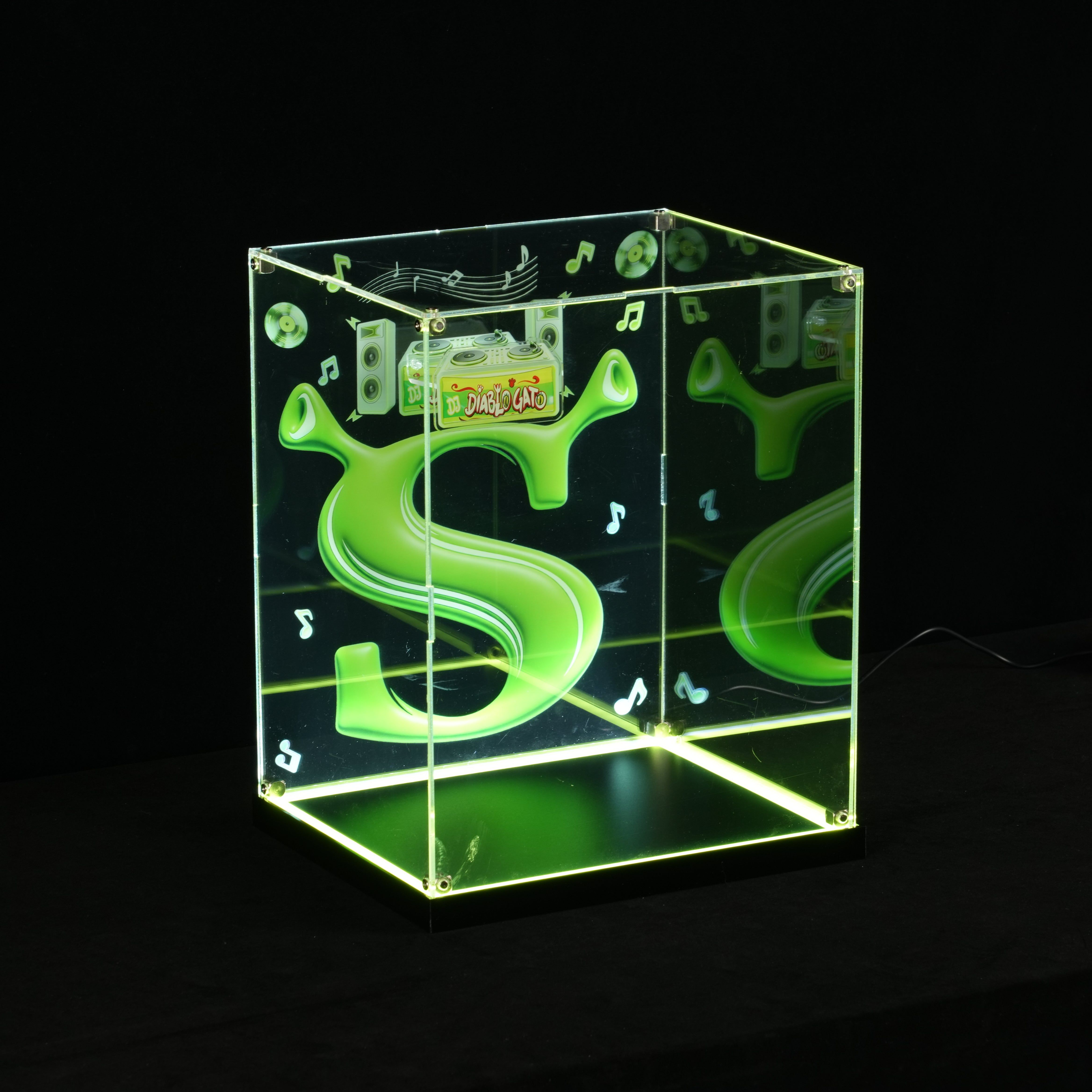 LED Light Acrylic Display Case for LEGO® 72423 Shrek, Donkey & Puss in Boots (LEGO® Set Not Included).