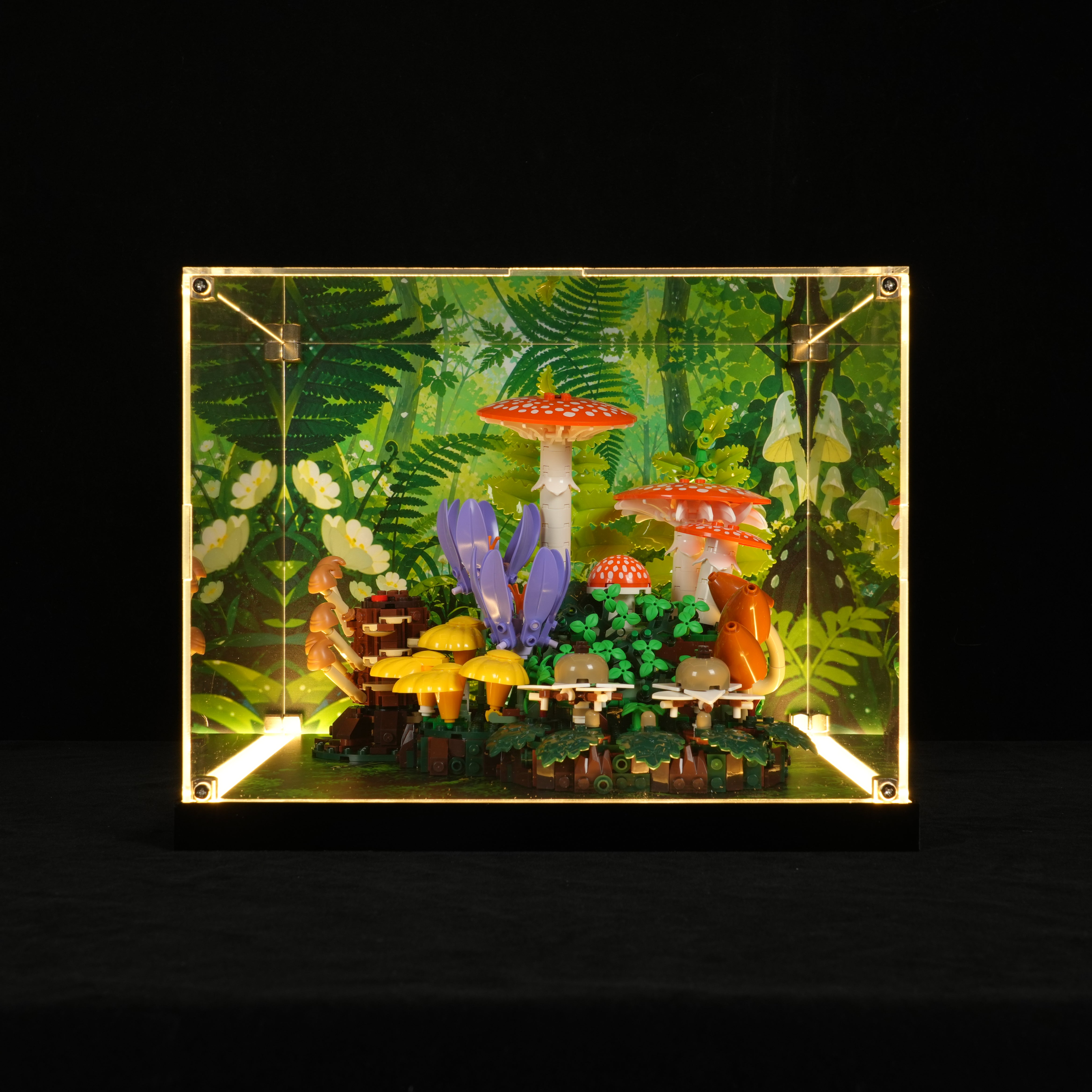 LED Light Acrylic Display Case for LEGO® Botanicals 11505 Woodland Mushrooms (LEGO® Set NOT Include)