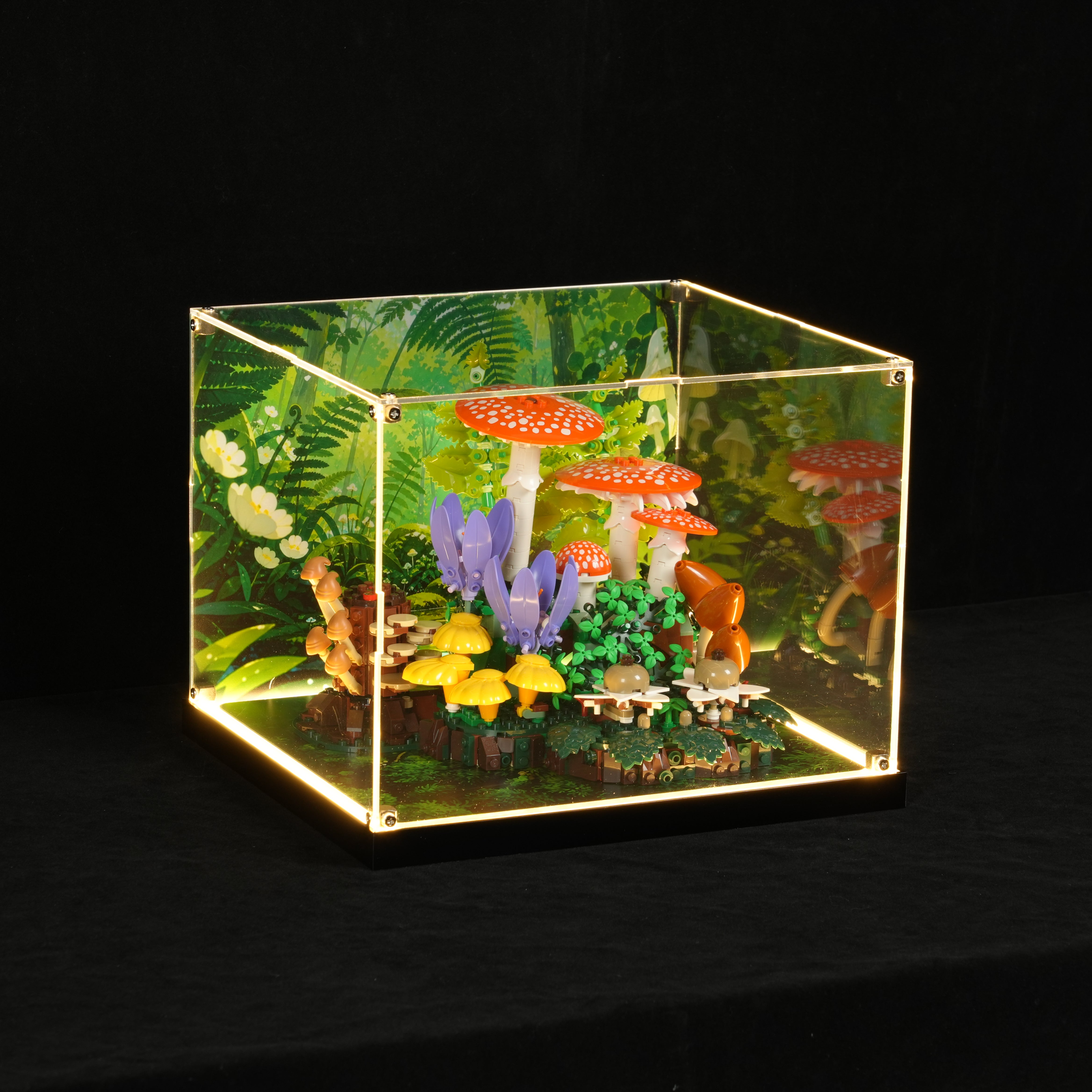 LED Light Acrylic Display Case for LEGO® Botanicals 11505 Woodland Mushrooms (LEGO® Set NOT Include)