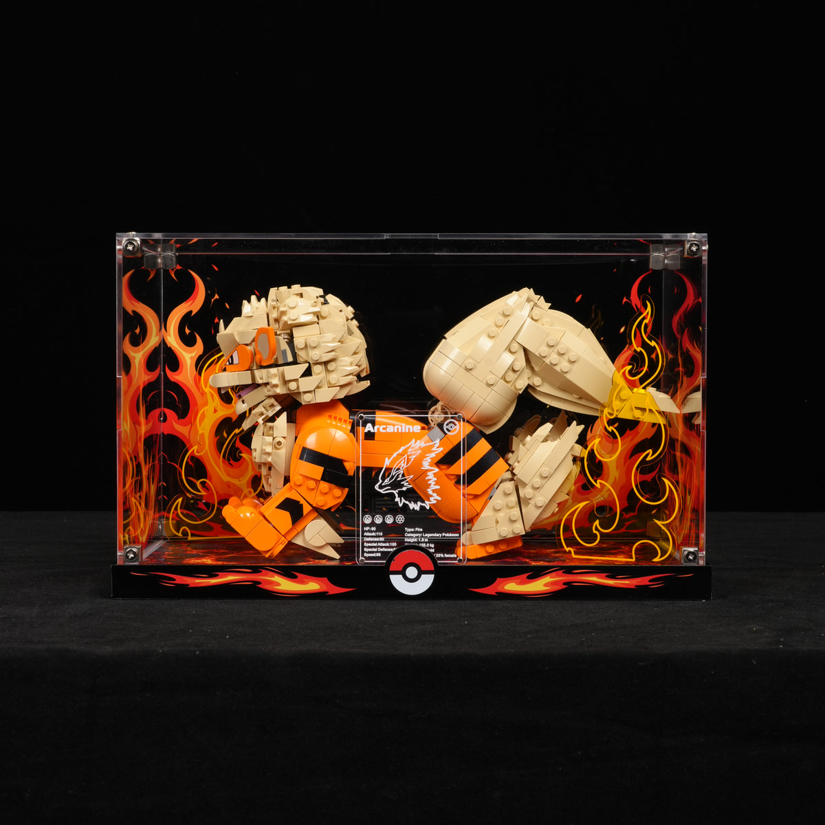 LED Light Acrylic Display Case for LEGO® Pokémon 72160 Arcanine (LEGO® Set NOT Include)