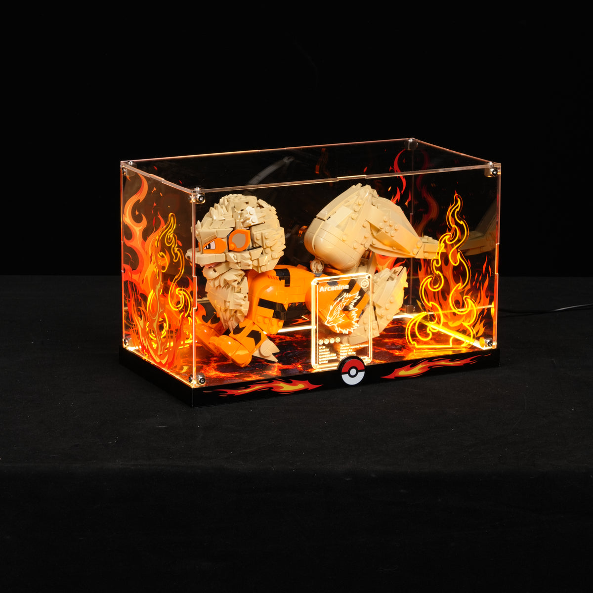 LED Light Acrylic Display Case for LEGO® Pokémon 72160 Arcanine (LEGO® Set NOT Include)