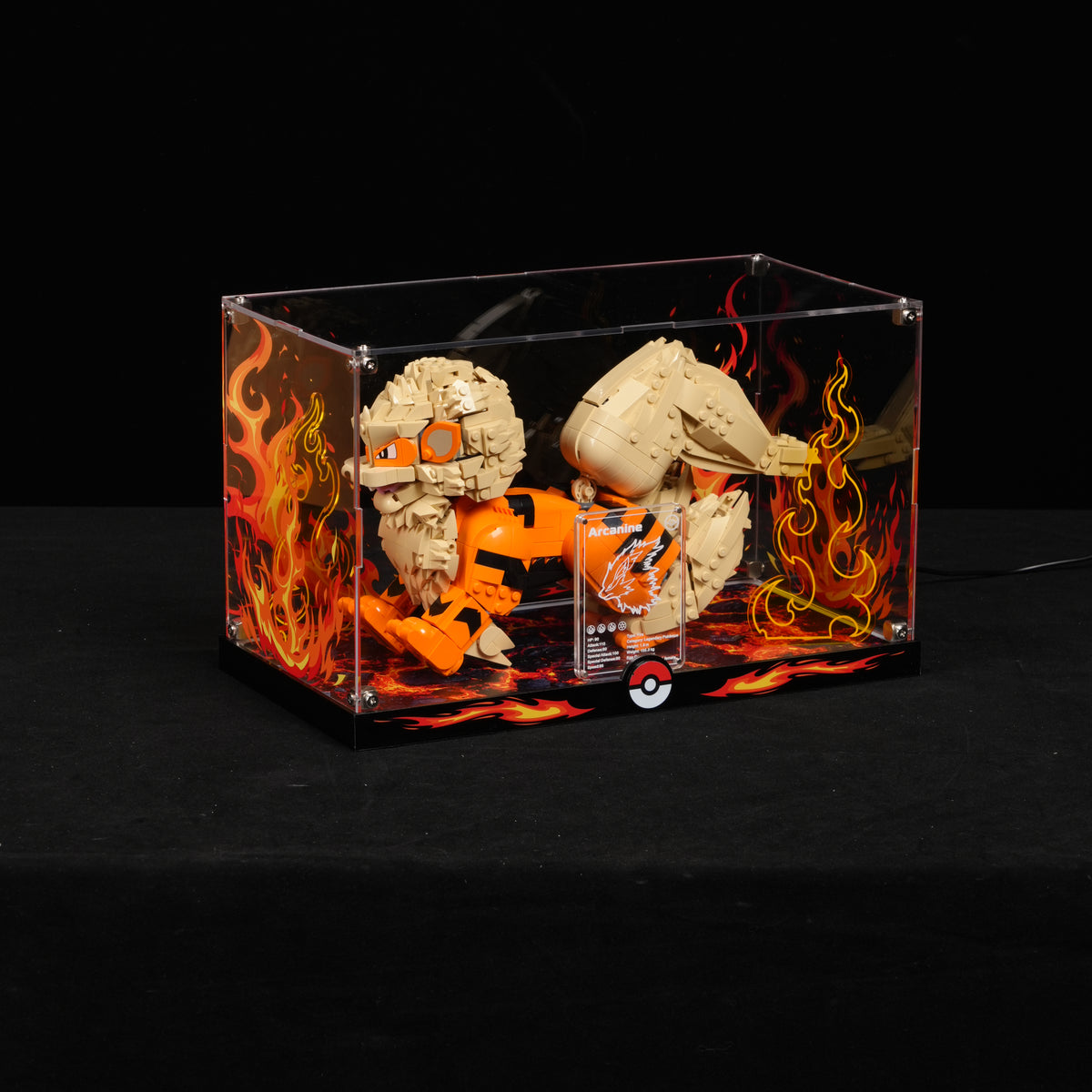 LED Light Acrylic Display Case for LEGO® Pokémon 72160 Arcanine (LEGO® Set NOT Include)