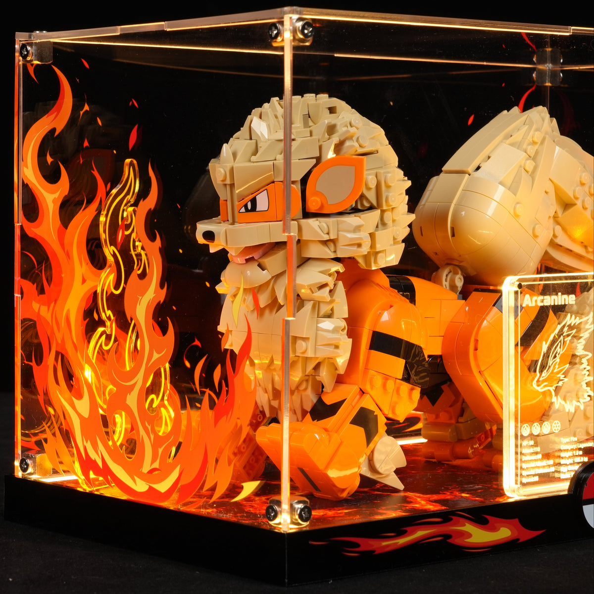 LED Light Acrylic Display Case for LEGO® Pokémon 72160 Arcanine (LEGO® Set NOT Include)