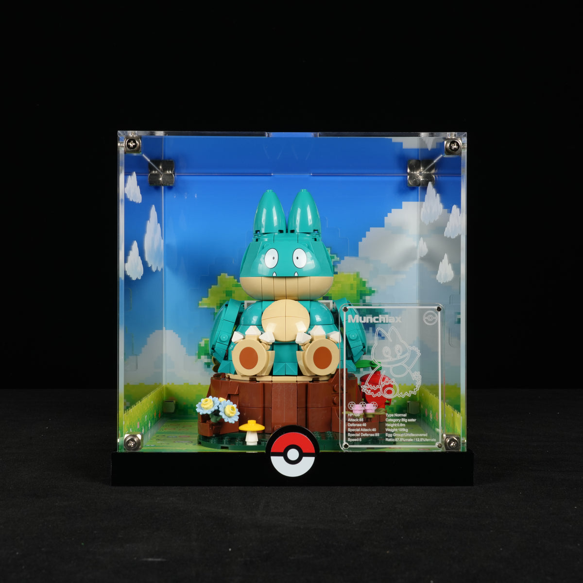 LED Light Acrylic Display Case for LEGO® Pokémon 72150 Munchlax (LEGO® Set Not Included).