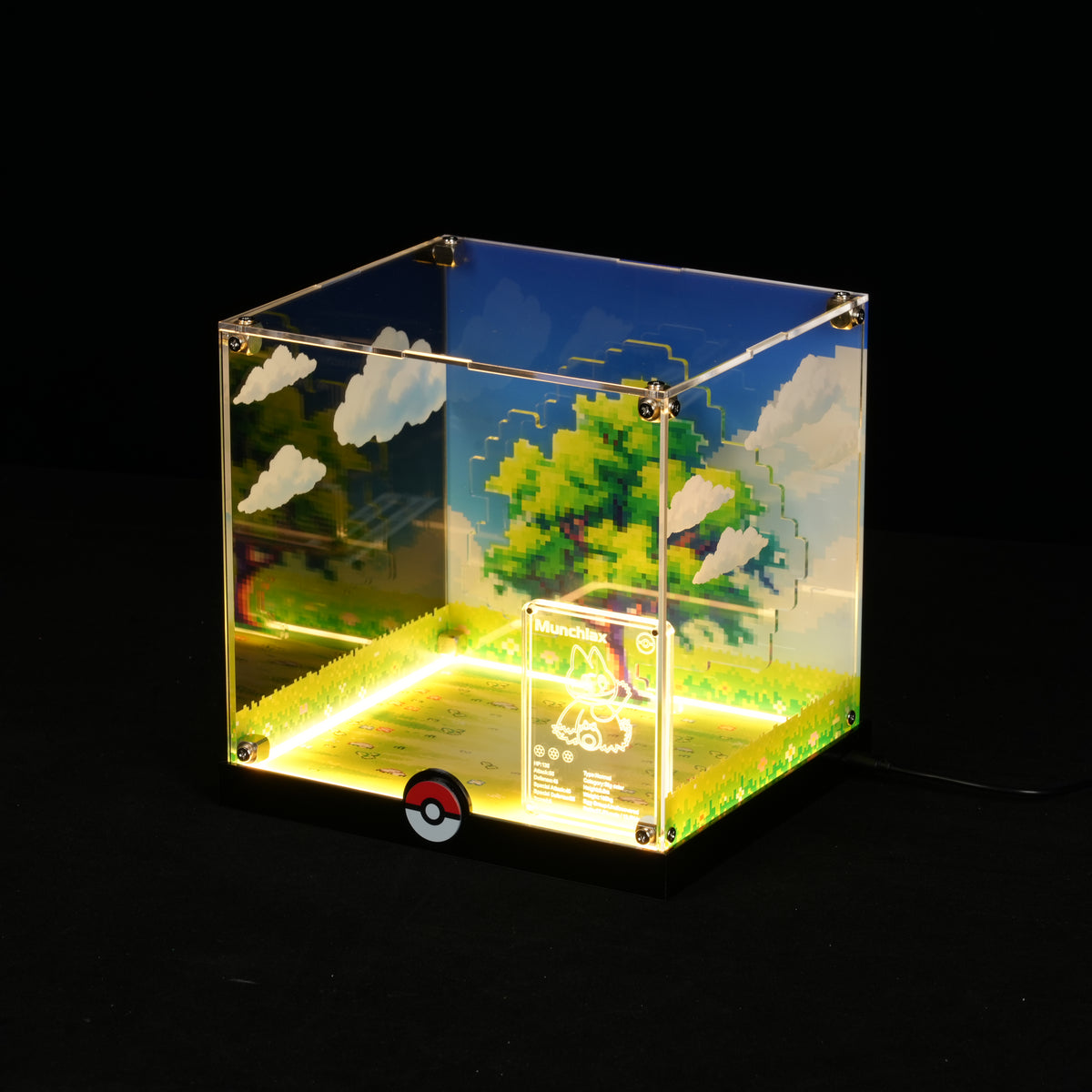 LED Light Acrylic Display Case for LEGO® Pokémon 72150 Munchlax (LEGO® Set Not Included).