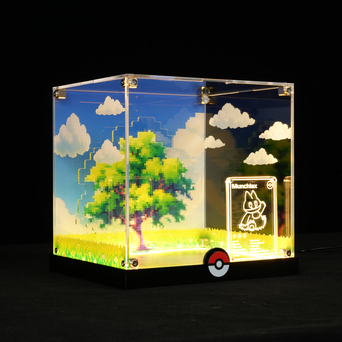 LED Light Acrylic Display Case for LEGO® Pokémon 72150 Munchlax (LEGO® Set Not Included).