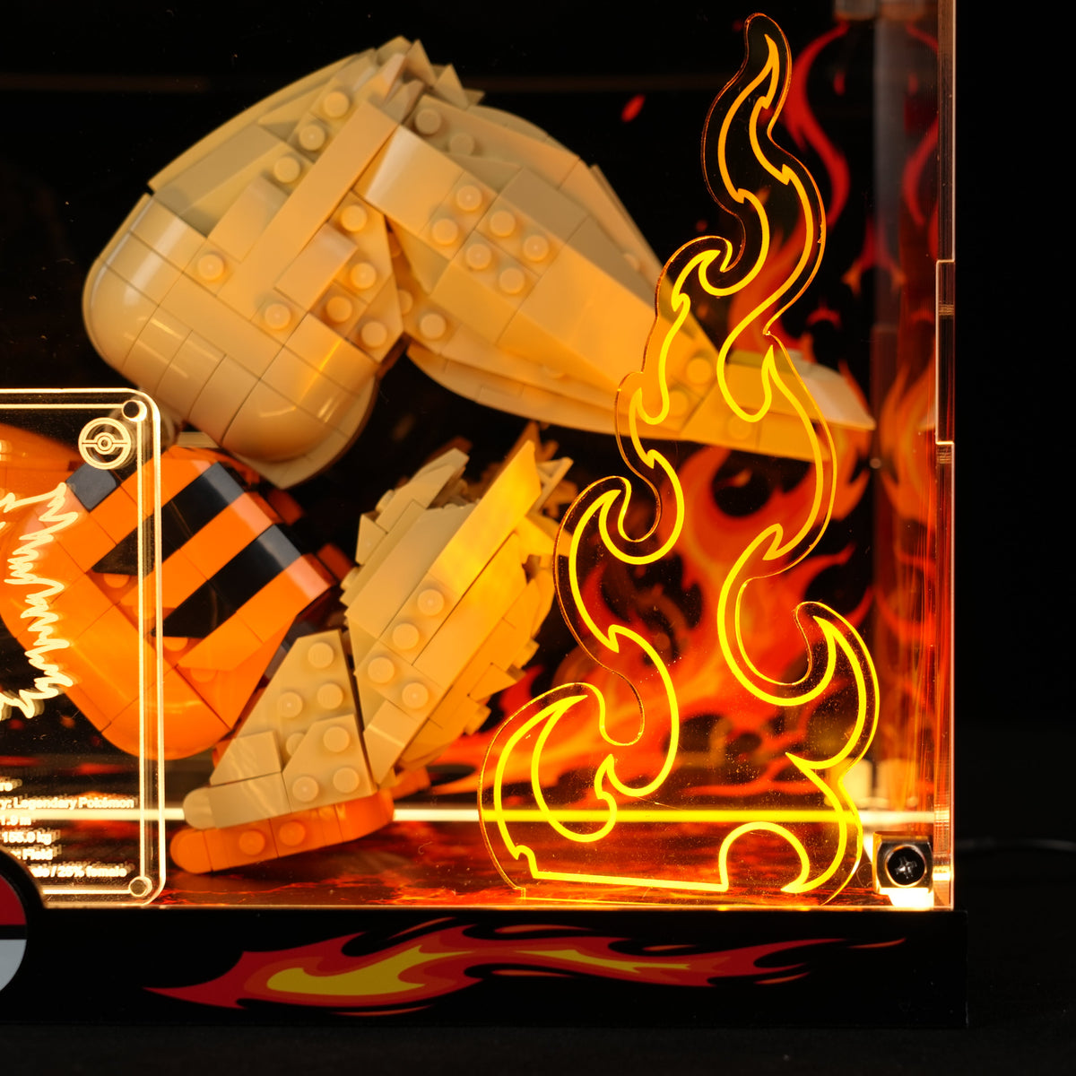 LED Light Acrylic Display Case for LEGO® Pokémon 72160 Arcanine (LEGO® Set NOT Include)