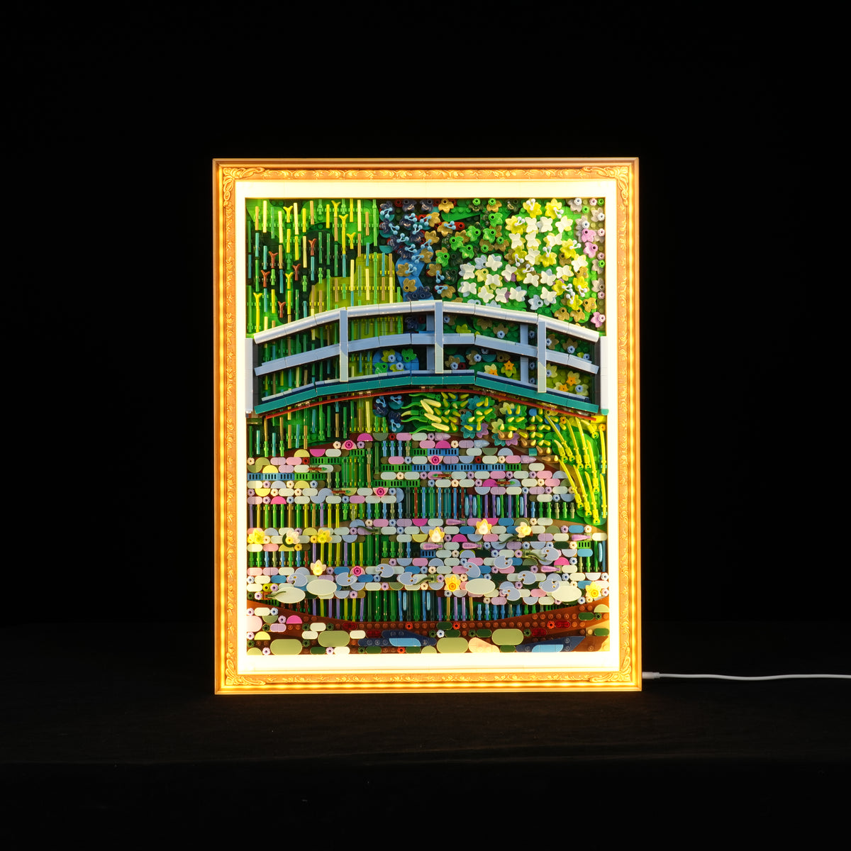 LED Light Acrylic Display Case for LEGO® Art 31220 Claude Monet – Bridge over a Pond of Water Lilies(LEGO® Set NOT Include)
