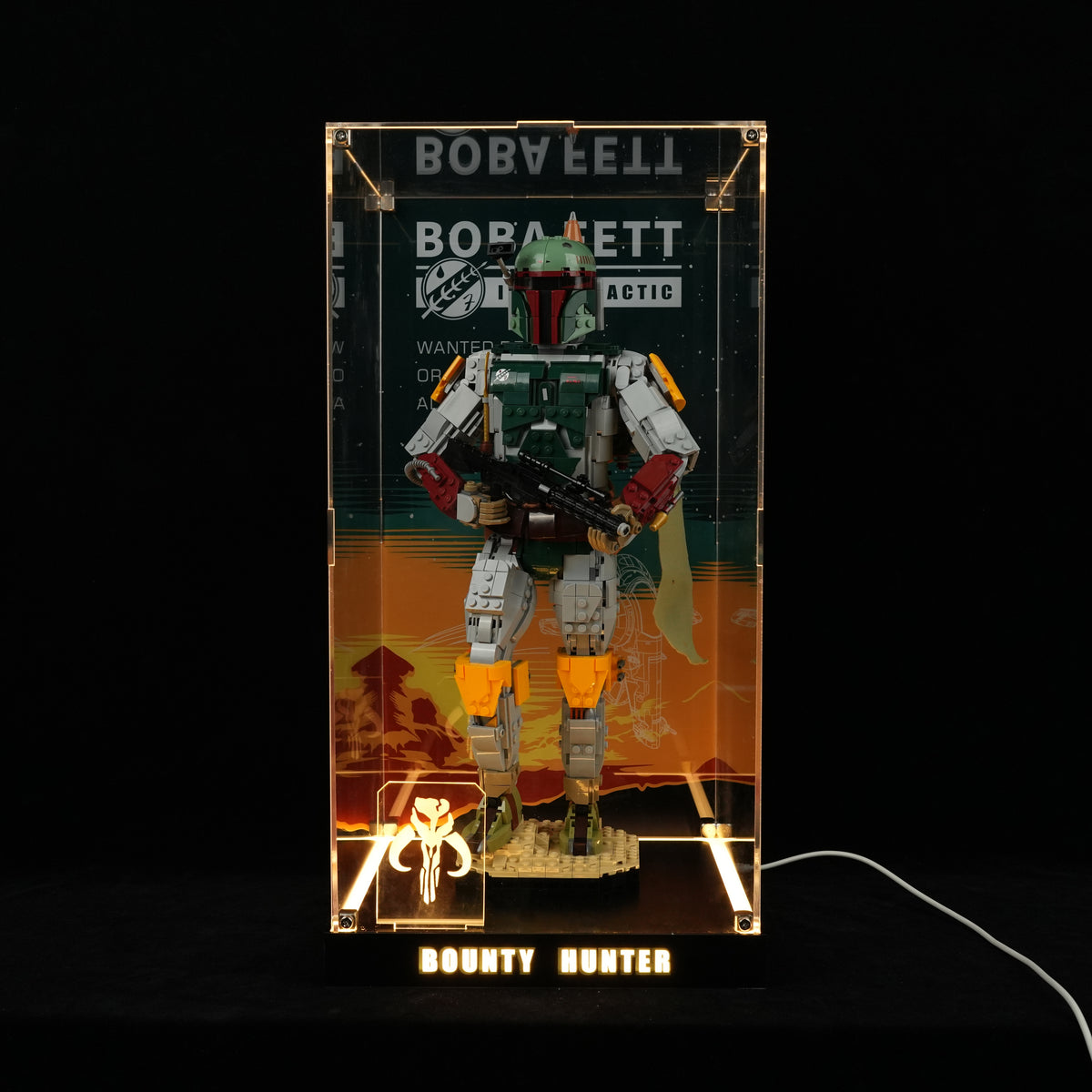 LED Light Acrylic Display Case for LEGO® Star Wars™ 75455 Boba Fett™ (LEGO® Set NOT Included)