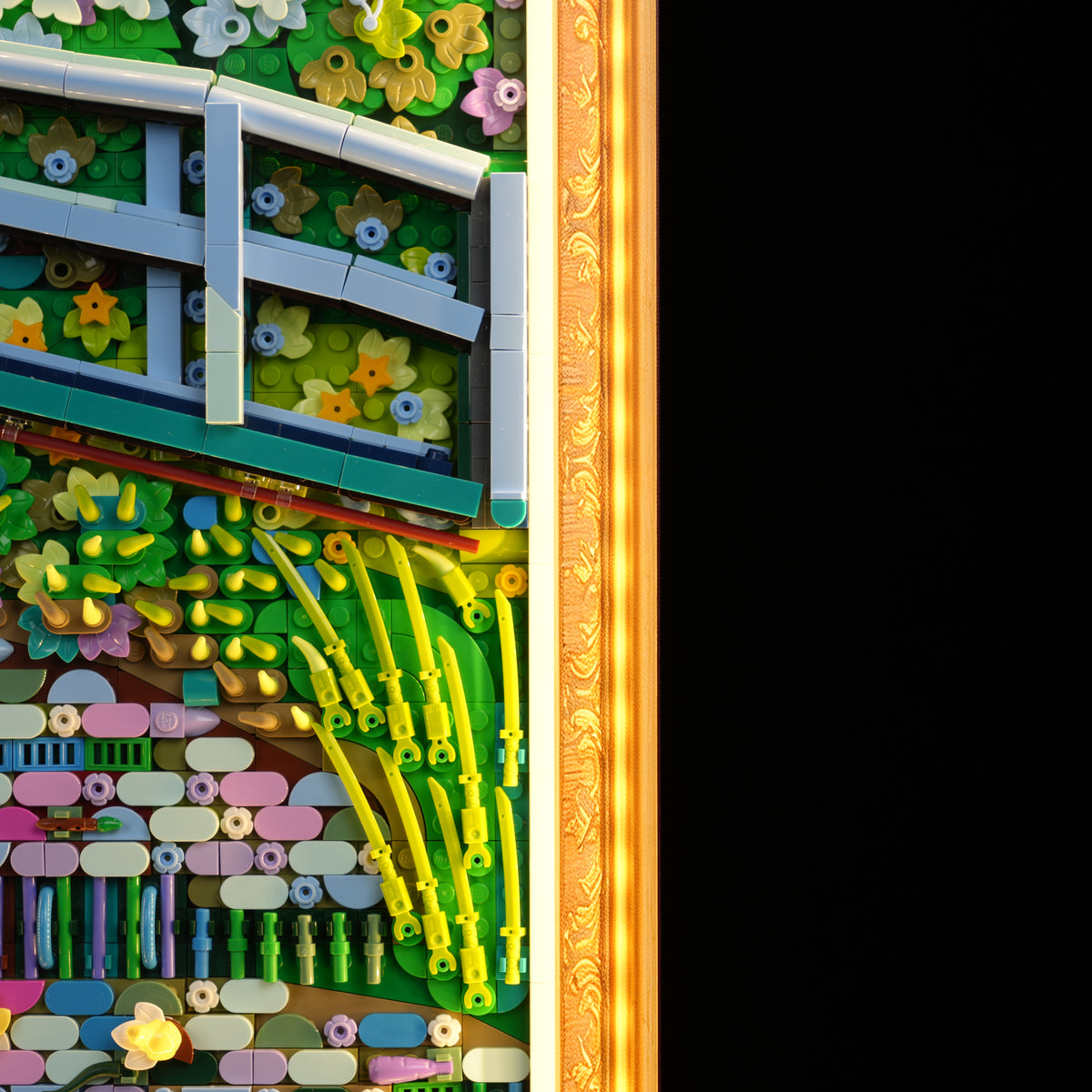 LED Light Acrylic Display Case for LEGO® Art 31220 Claude Monet – Bridge over a Pond of Water Lilies(LEGO® Set NOT Include)