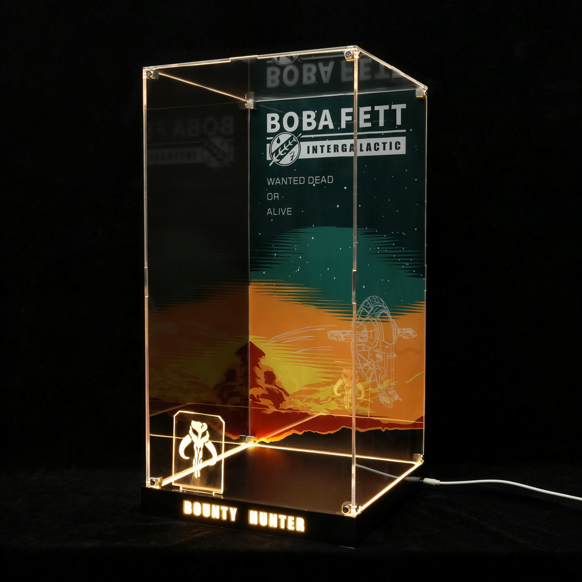 LED Light Acrylic Display Case for LEGO® Star Wars™ 75455 Boba Fett™ (LEGO® Set NOT Included)