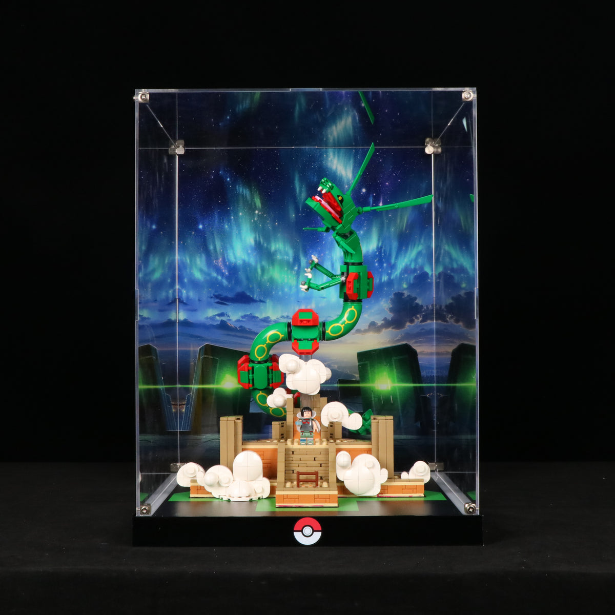 LED Light Acrylic Display Case for LEGO® Pokémon 72168 Rayquaza (LEGO® Set NOT Include)
