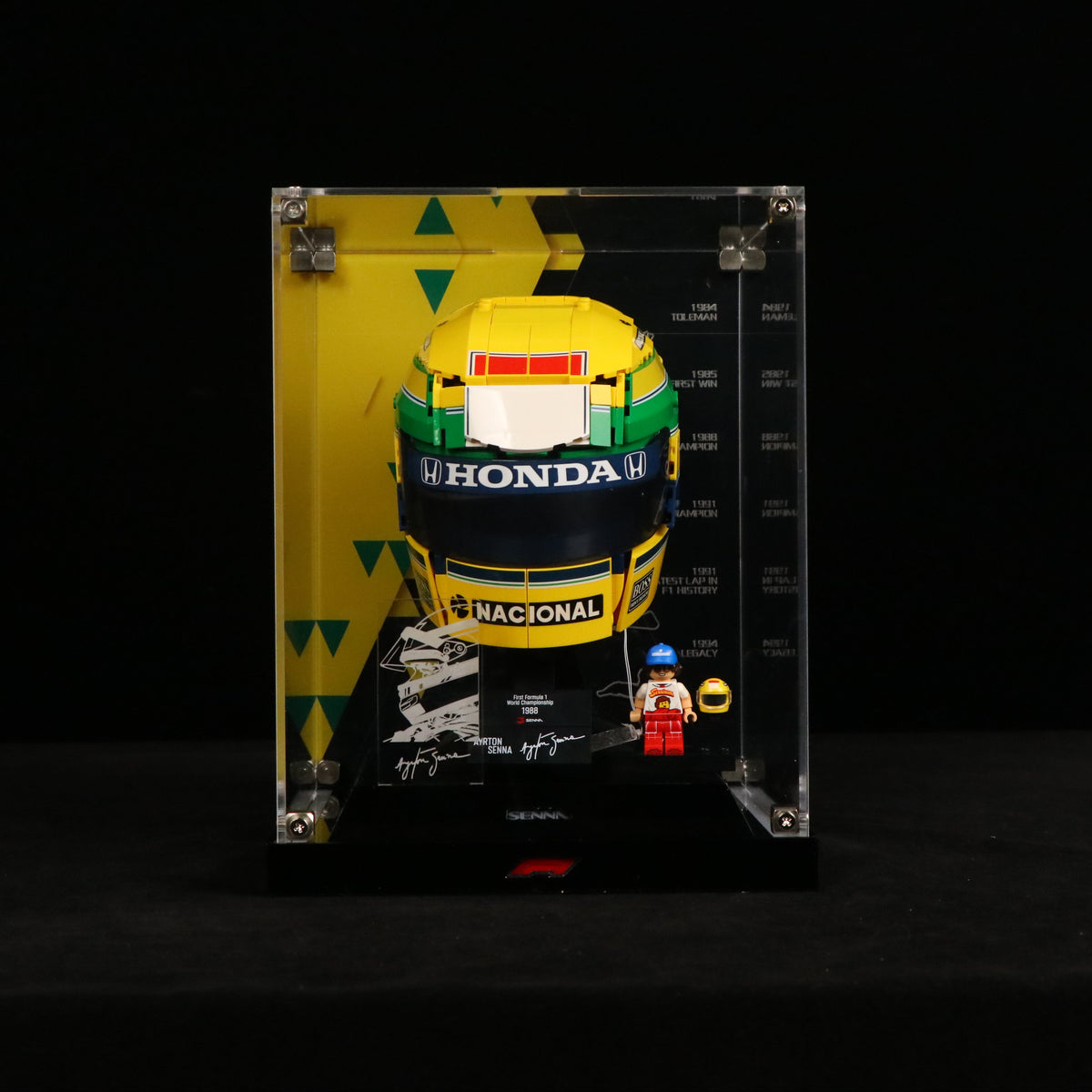 LED Light Acrylic Display Case for LEGO® Editions 43024 Ayrton Senna Helmet (LEGO® Set NOT Included)