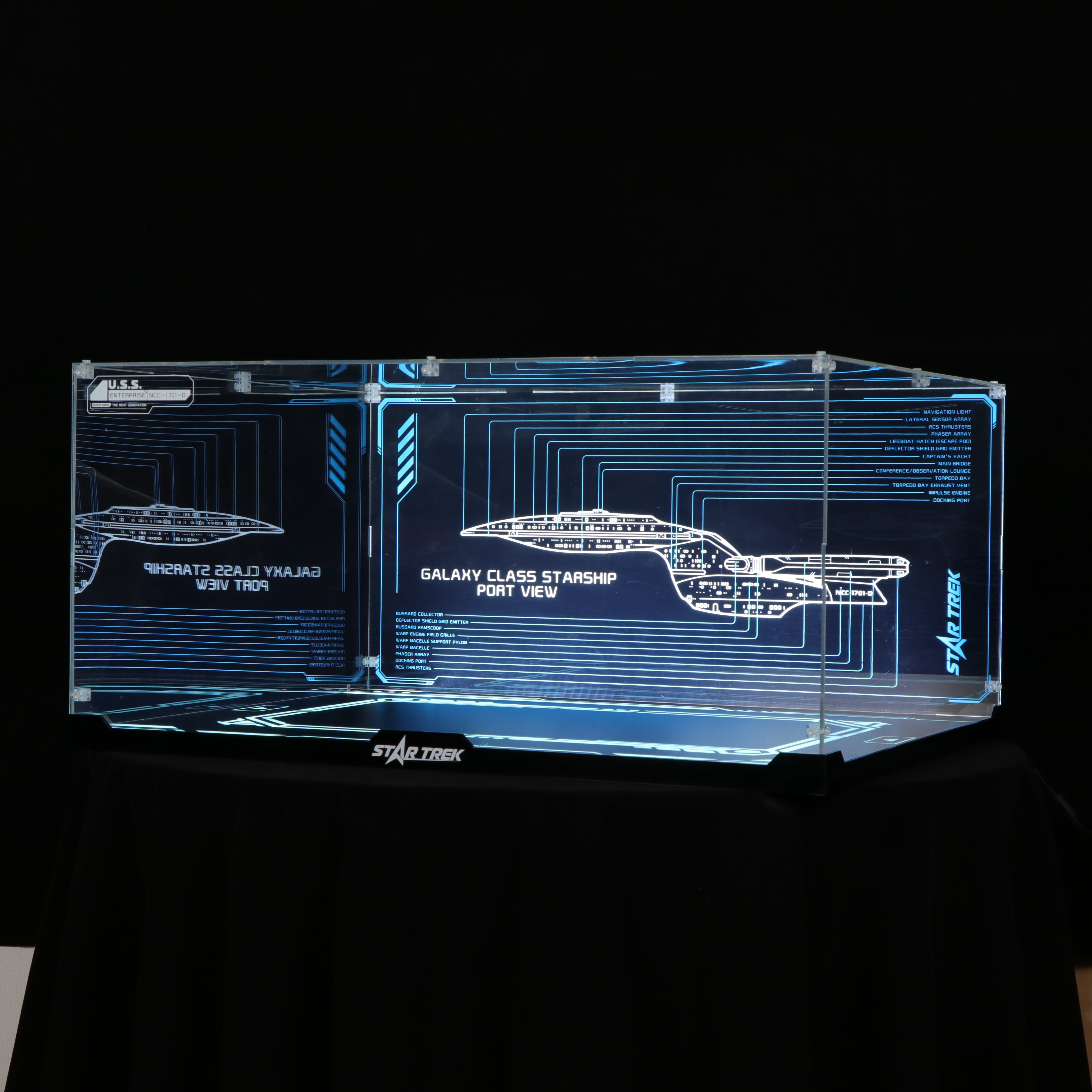 LED Light Acrylic Display Case for LEGO® Icons 10356 Star Trek: U.S.S. Enterprise NCC-1701-D™ (LEGO® Set Not Included).