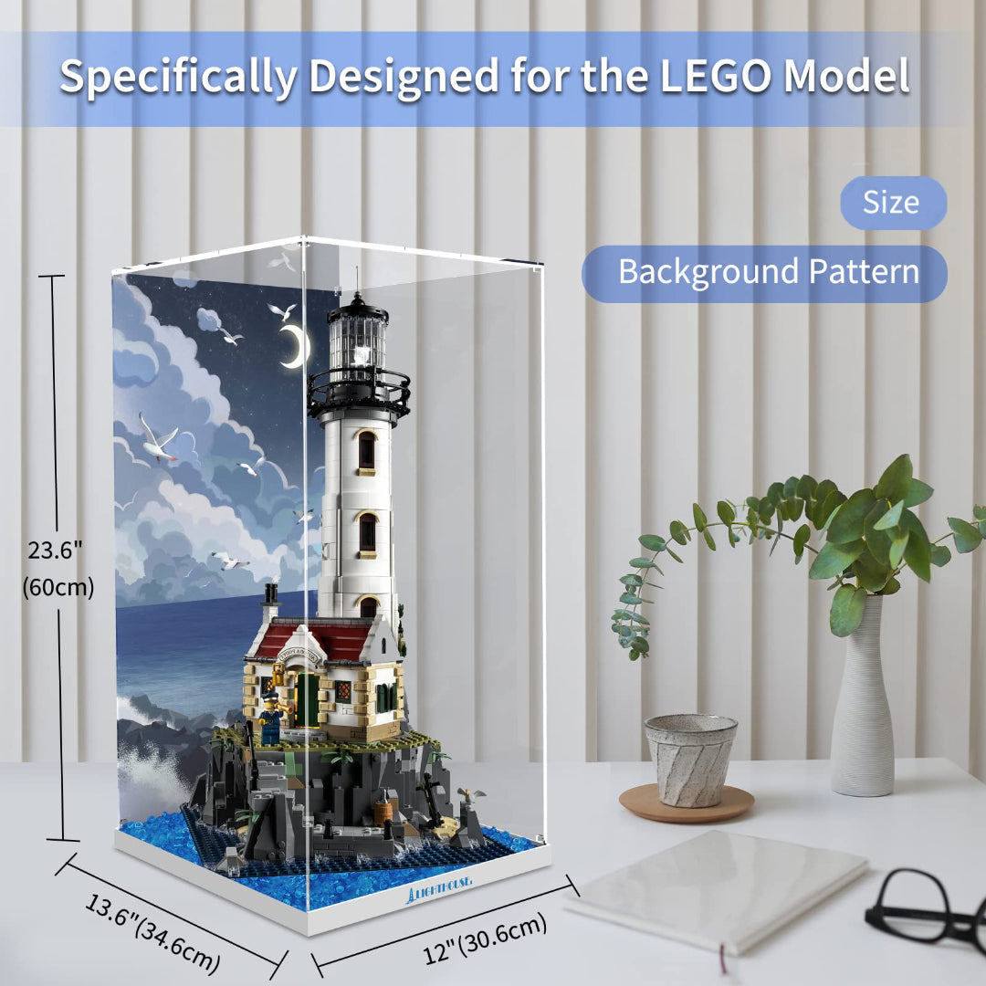 Acrylic Display Case for LEGO Ideas 21335 Motorized Lighthouse (Lego Set Not Included).