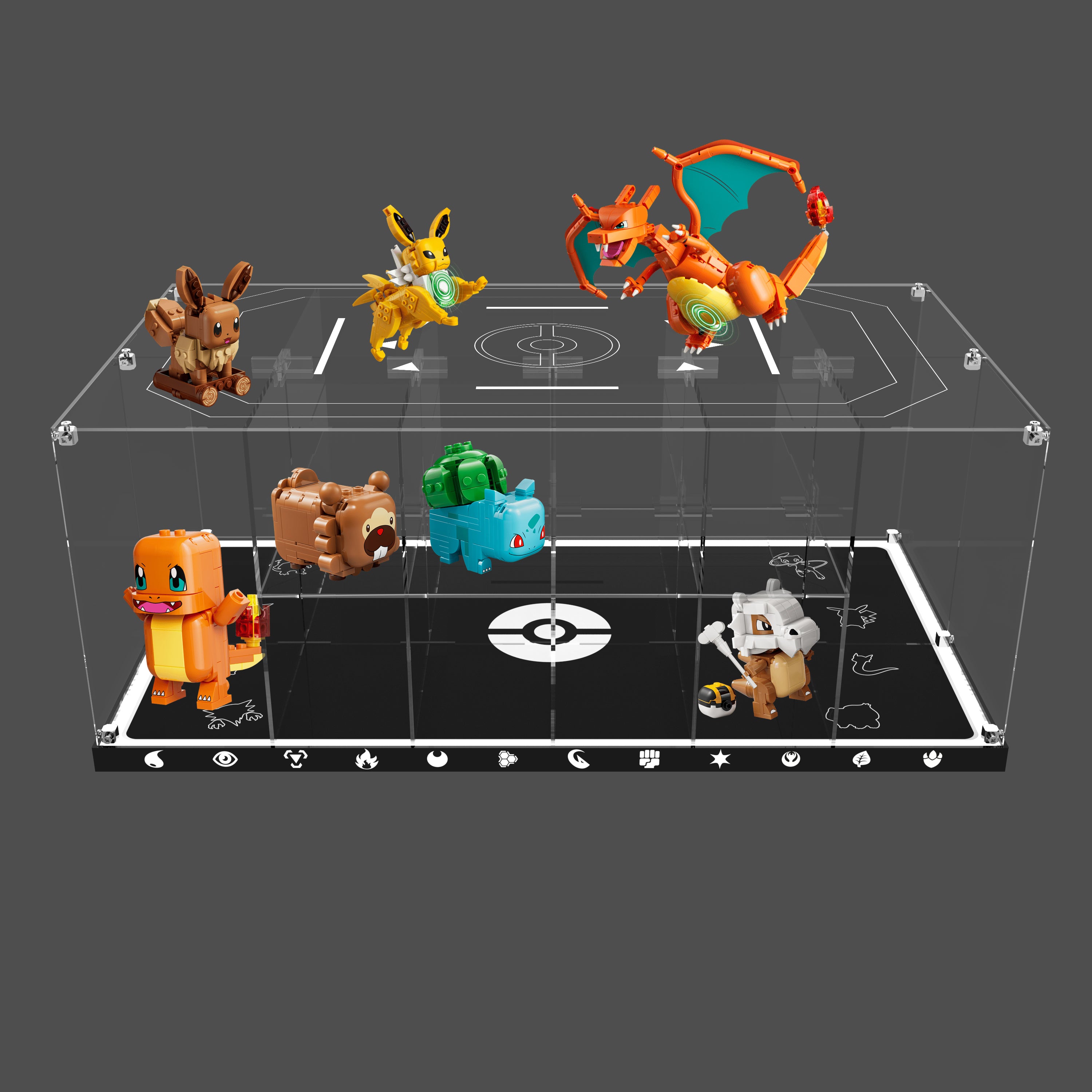 LED Light Acrylic Display Case for LEGO Pokémon™ SMART Play Collection (LEGO® Set NOT Include)