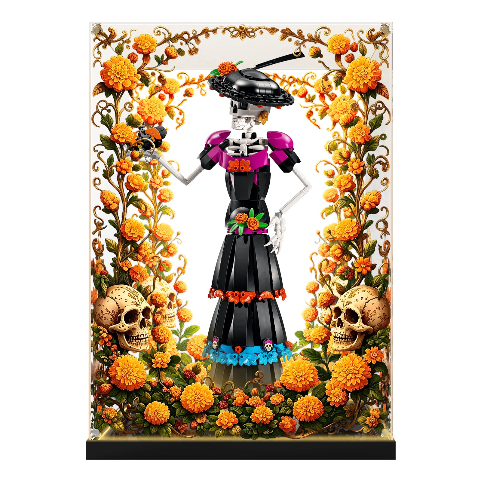 LED Light Acrylic Display Case for LEGO® Ideas 21372 La Catrina (LEGO® Set Not Included)