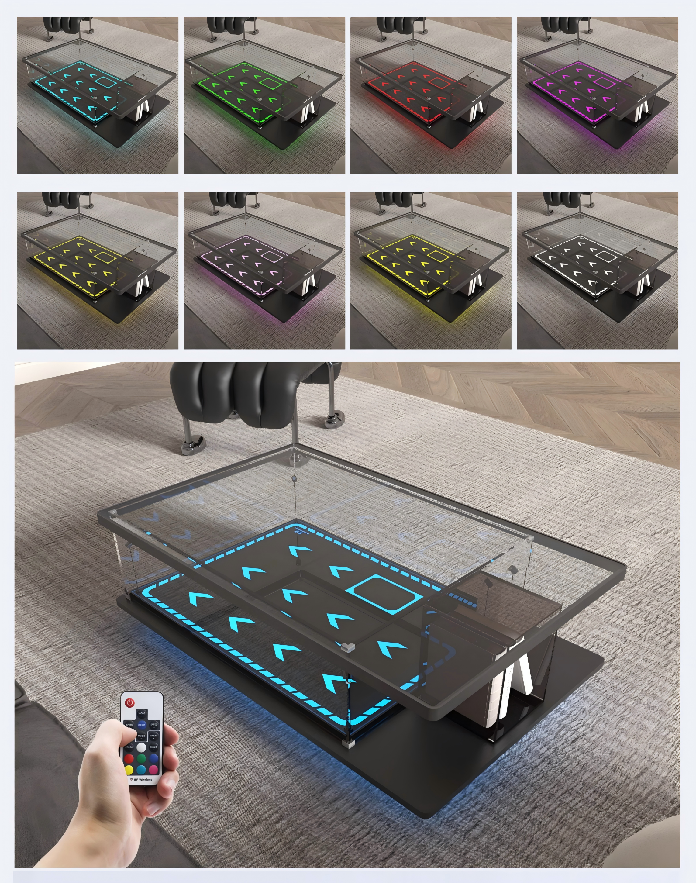 LED Acrylic & Glass Coffee Table - Perfect Display Case for LEGO Star Wars 75192 Millennium Falcon (Model Not Included) Collector's Series