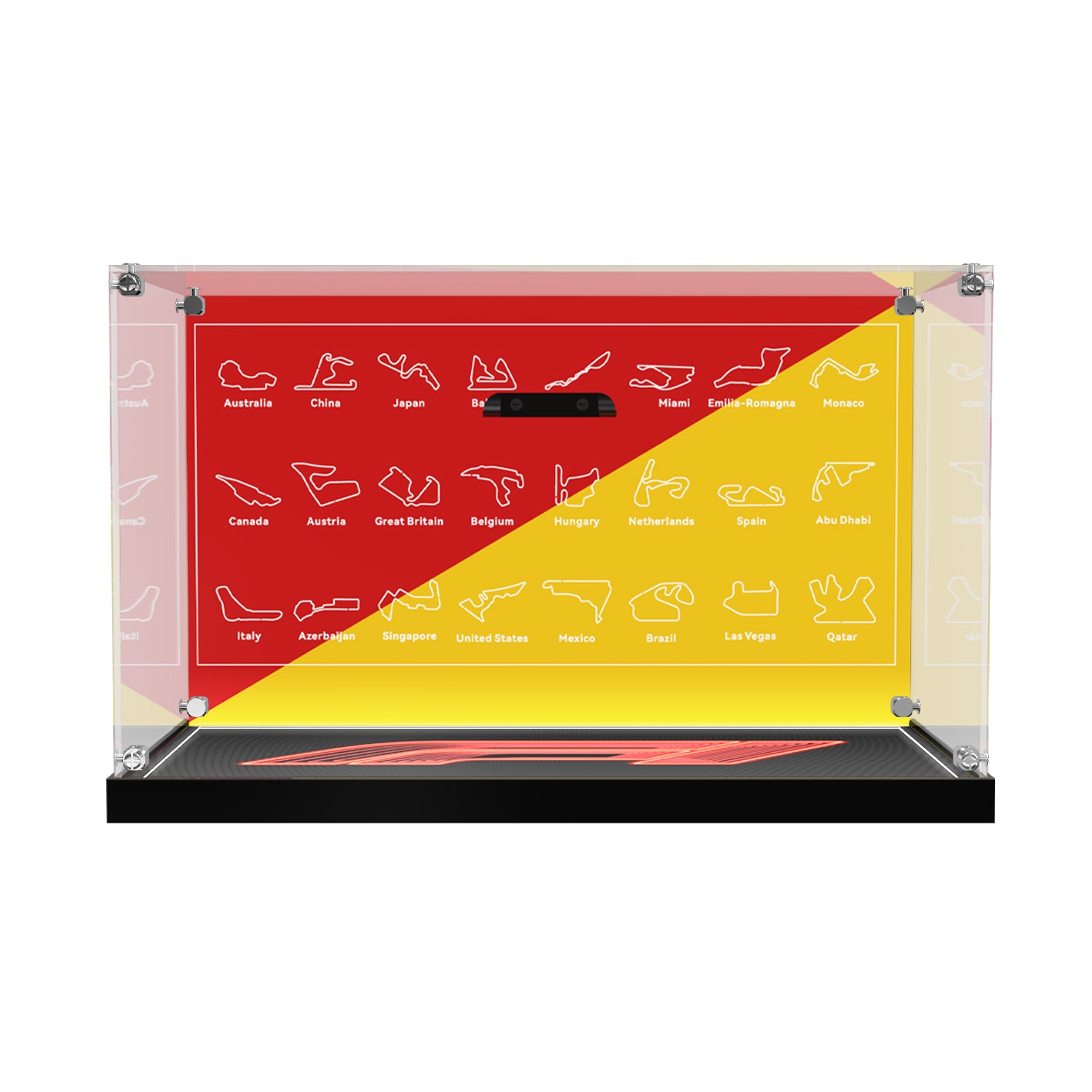 LED Light Acrylic Display Case for LEGO® Editions 43014 & 43022 Scuderia Ferrari HP Charles Leclerc Helmet & Lewis Hamilton Helmet (LEGO® Set NOT Include)