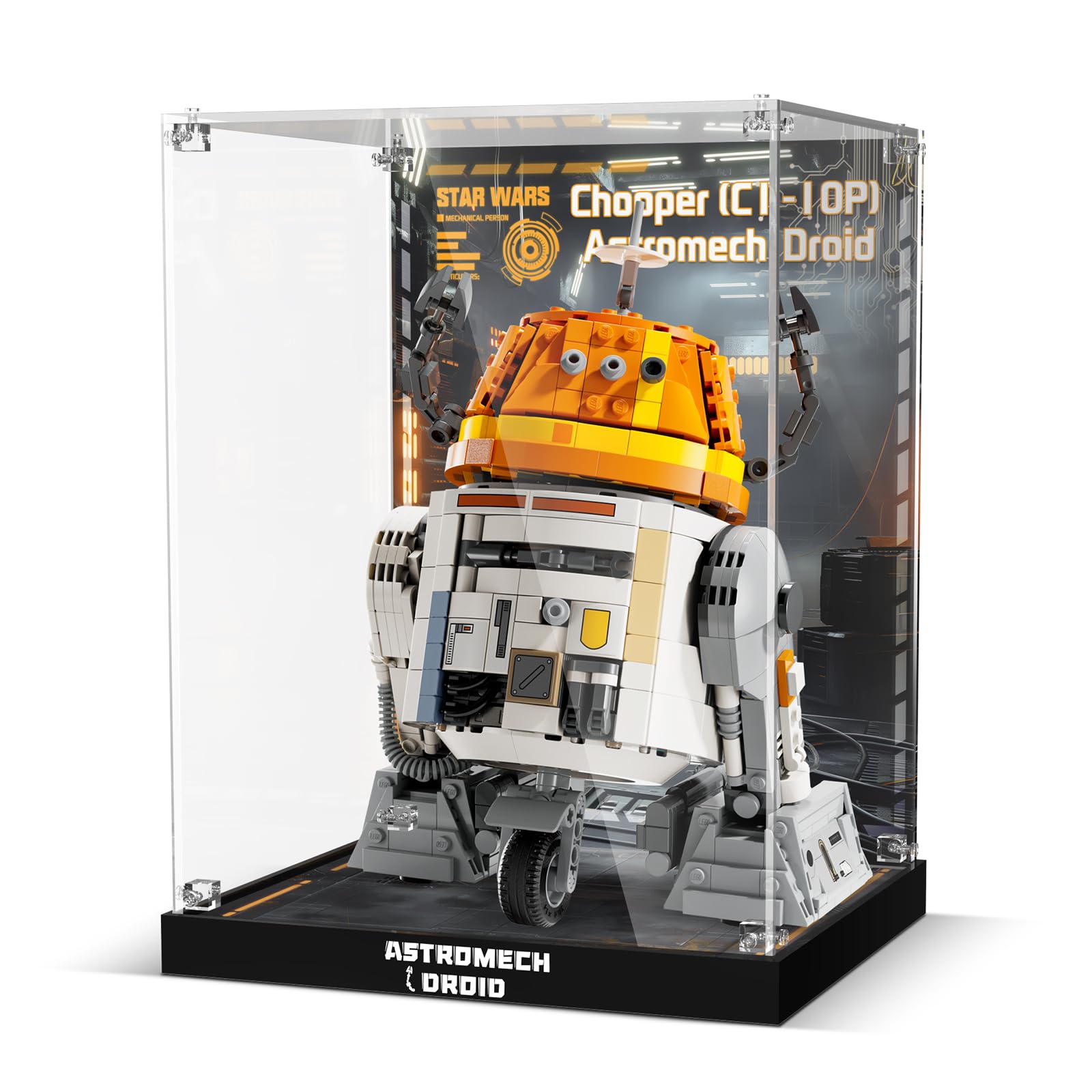 Acrylic Display Case for Lego Star Wars 75416 Chopper (C1-10P) Astromech Droid (Lego Set Not Included)