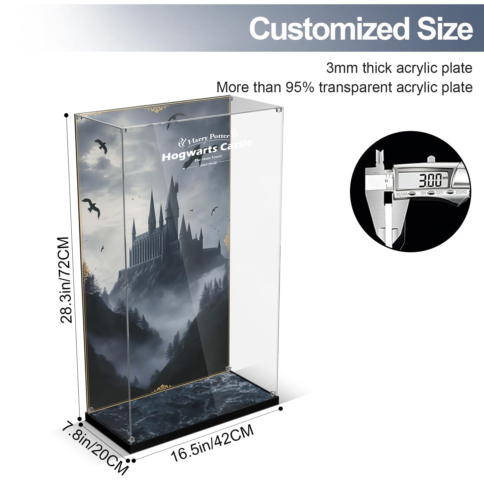 Acrylic Display Case for Lego Harry Potter 76454 Hogwarts Castle: The Main Tower (Lego set Not Included).