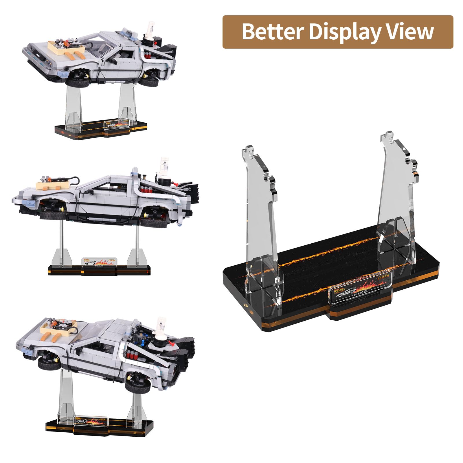 Acrylic Display Stand for Lego Icons 10300 Back to the Future (Lego set Not Included)