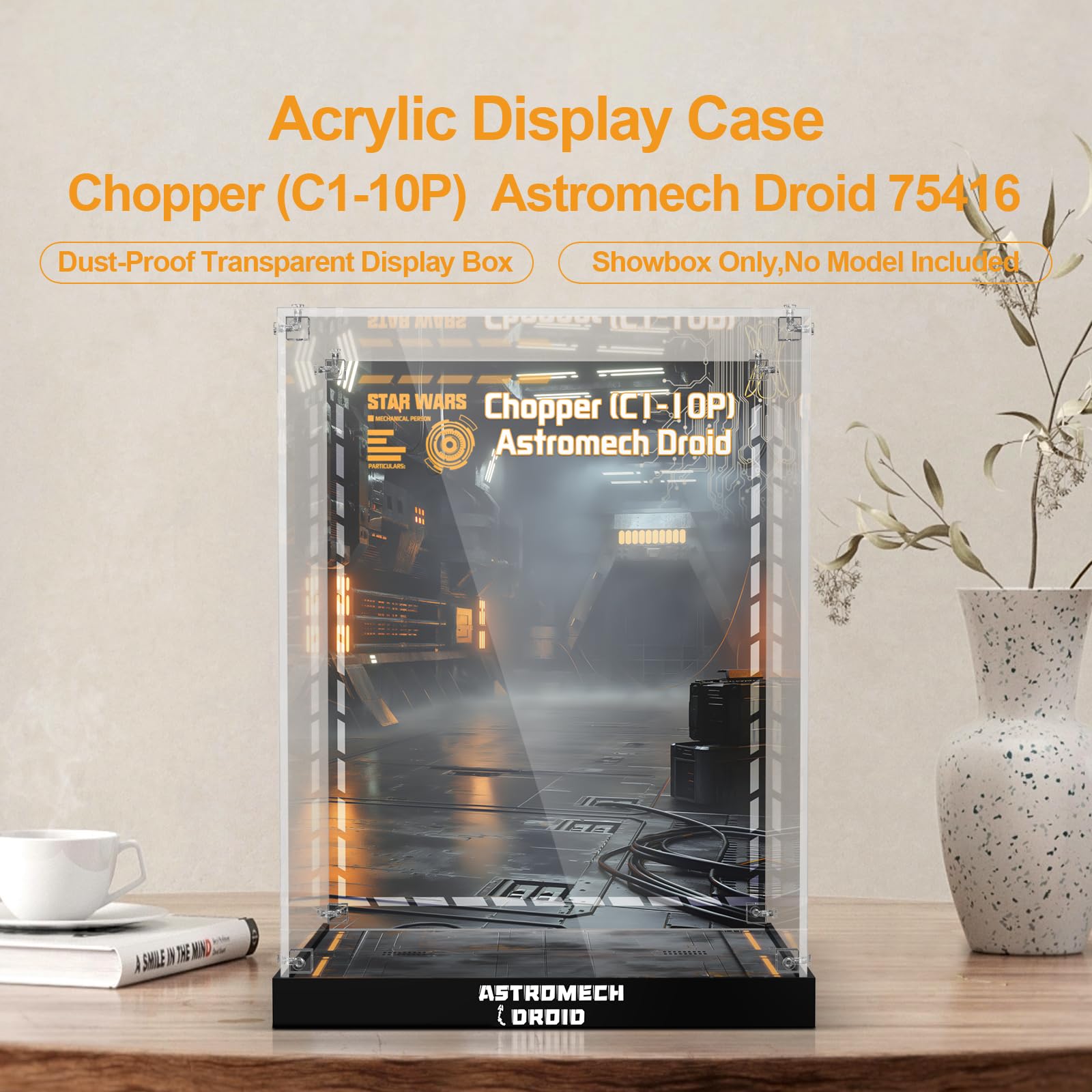 Acrylic Display Case for Lego Star Wars 75416 Chopper (C1-10P) Astromech Droid (Lego Set Not Included)