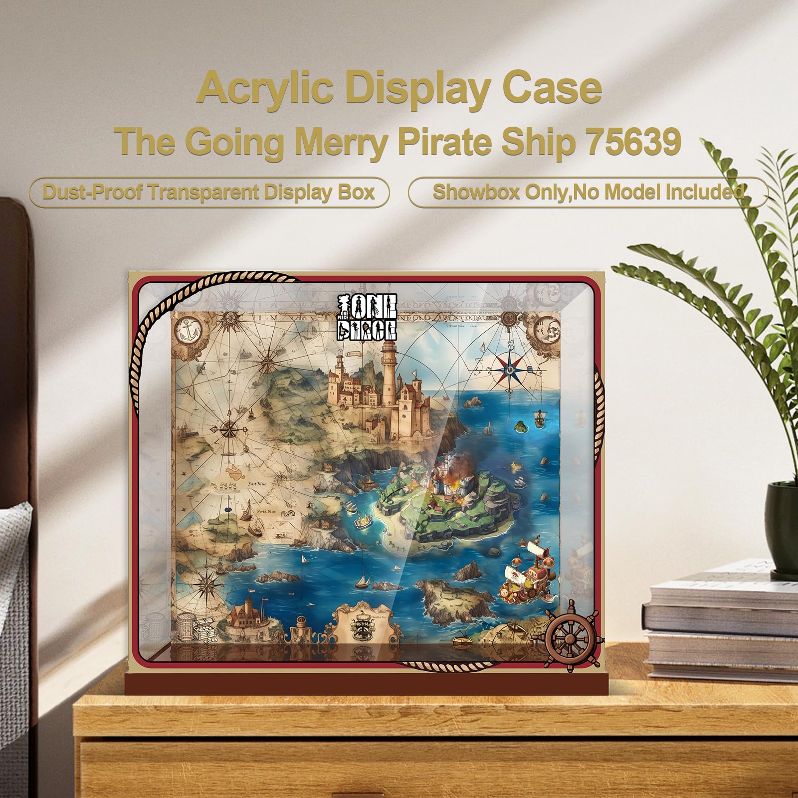 Acrylic Display Case for Lego One Piece 75639 The Going Merry Pirate Ship (Lego set not included).
