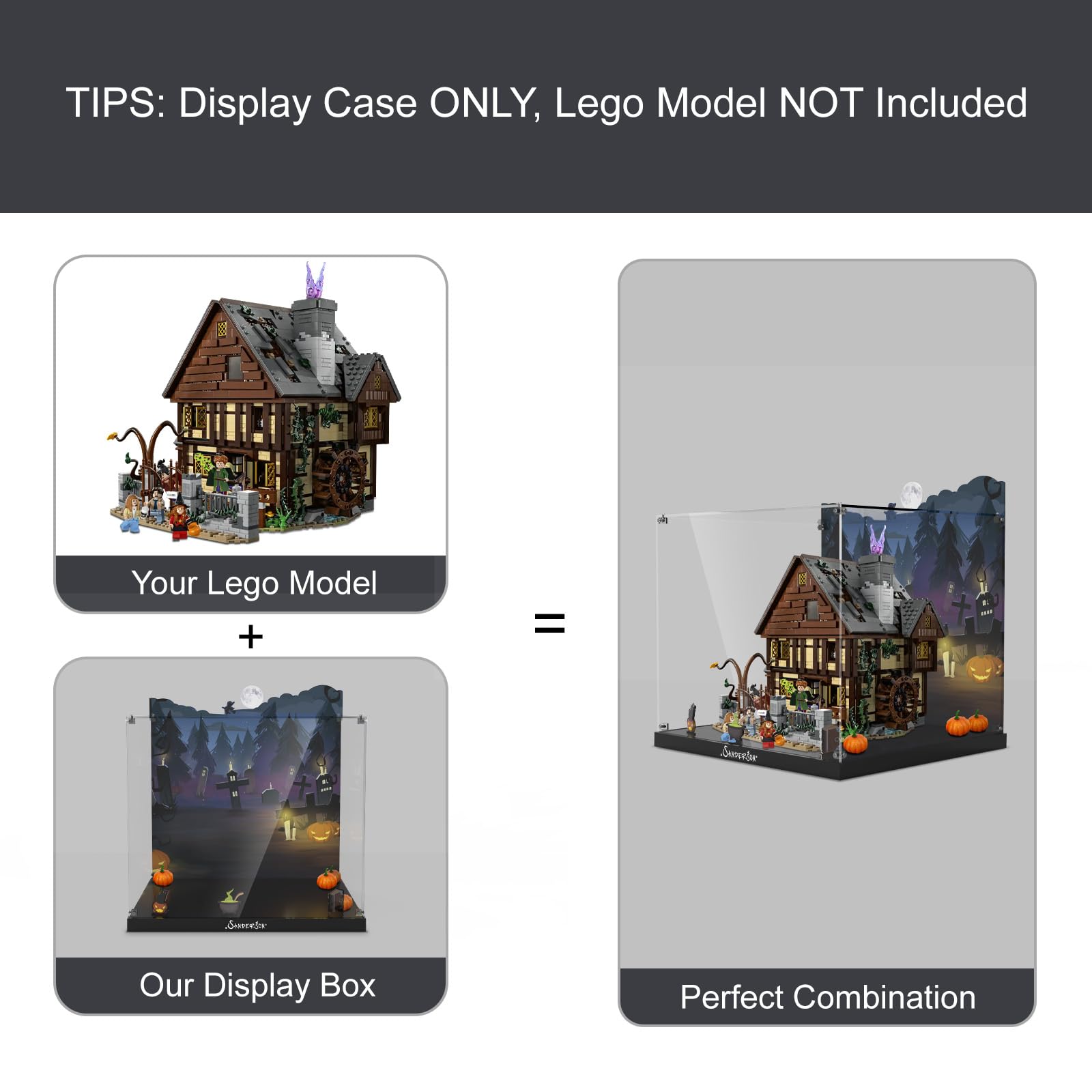 Acrylic Display Case for LEGO® Ideas 21341 Hocus Pocus The Sanderson Sister's Cottage(LEGO® Set NOT Included/USA CLEARANCE SALE)