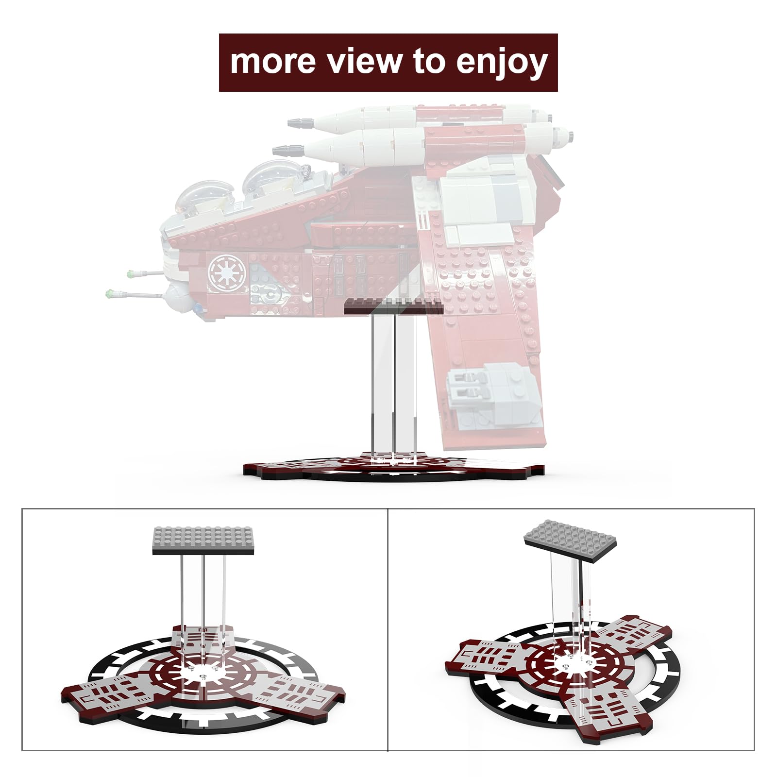 Acrylic Display Stand for Lego 75354 Star Wars The Clone Wars Coruscant Guard Gunship (Lego Set Not Included)