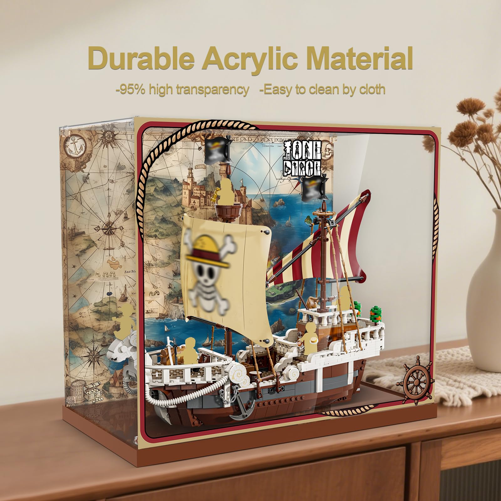 Acrylic Display Case for Lego One Piece 75639 The Going Merry Pirate Ship (Lego set not included).