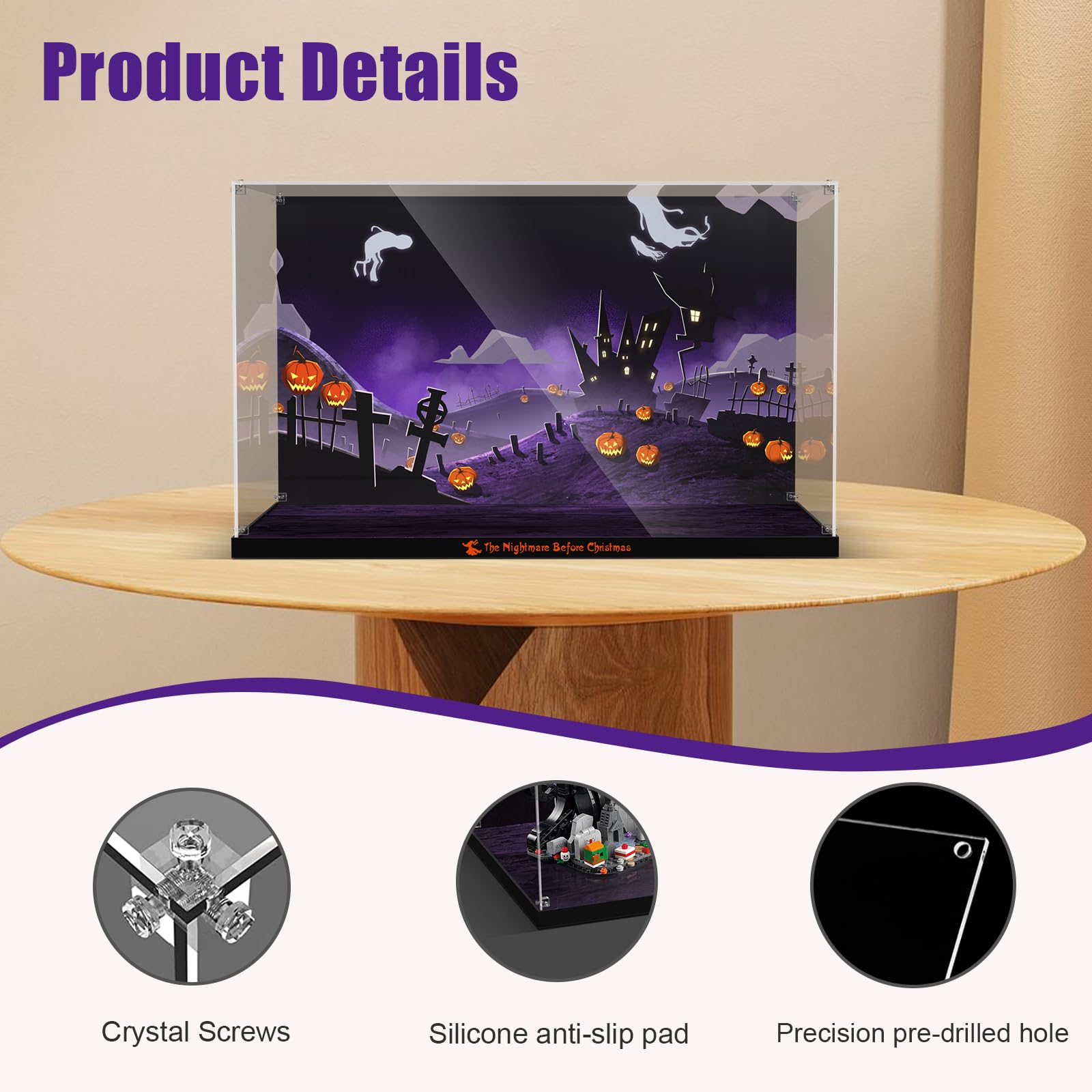 Acrylic Display Case for Lego Ideas 21351 Disney Tim Burton's The Nightmare Before Christmas (Lego set Not Included).